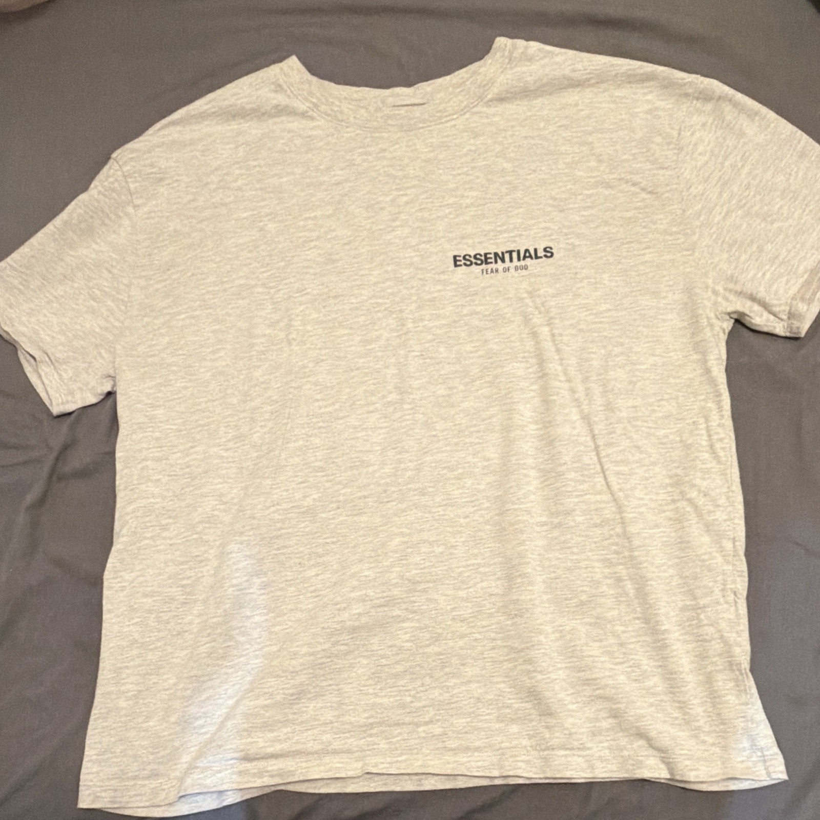 Essentials Fear of God Men’s Gray Logo Crew Neck Cotton Jersey T-Shirt Size M