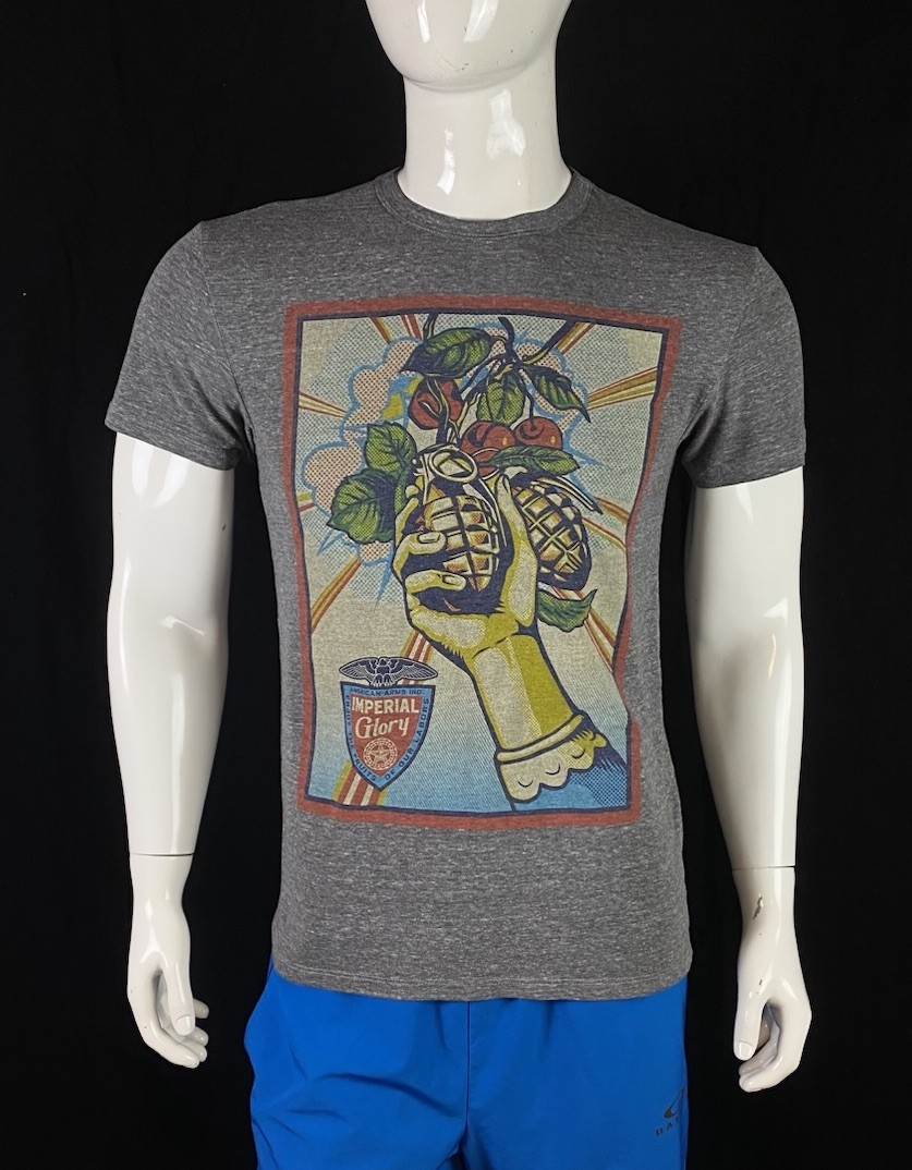 Obey Imperial Glory Gray Shepard Fairey Hand Grenade Fruit T Shirt, Men’s Medium