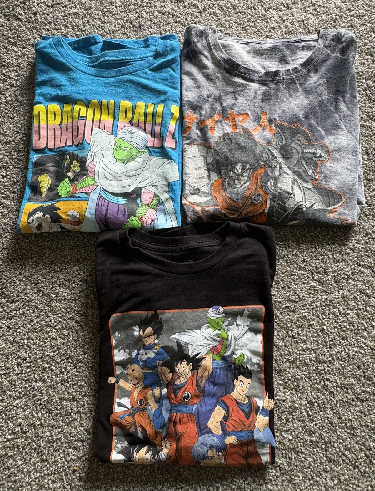Vintage Dragon Ball Z Men’s 2XL Black Graphic Logo T-Shirts Crew Neck Lot of 3