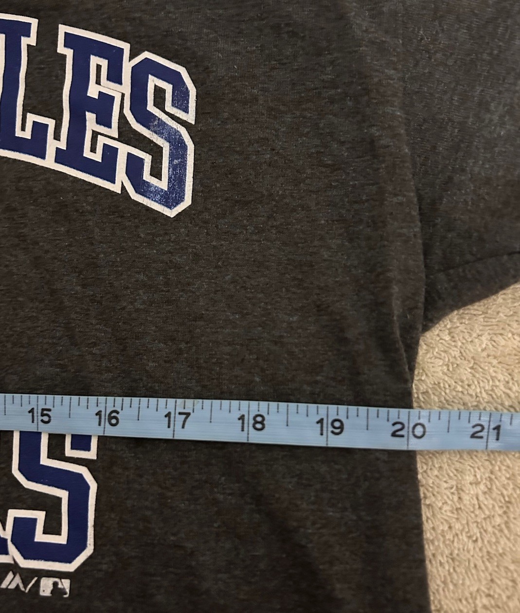 Los Angeles Dodgers Men’s Size Large Charcoal Gray Short Sleeve Logo T-Shirt 333