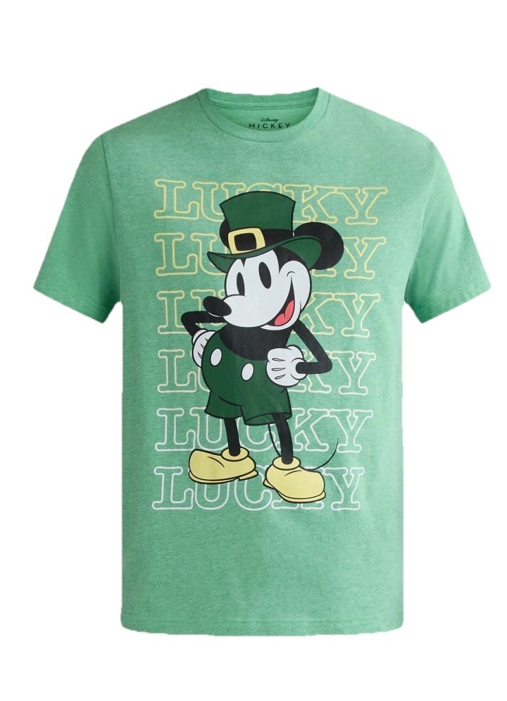 Men’s Green Mickey Mouse Saint Patrick’s Day Graphic Tee size L (42-44)