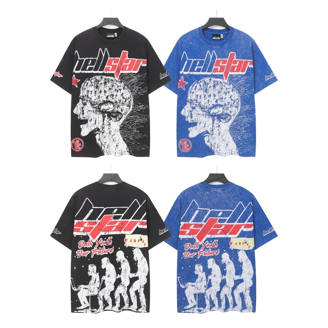 Hellstar tee shirt Men’s Klein Blue Cotton NEW