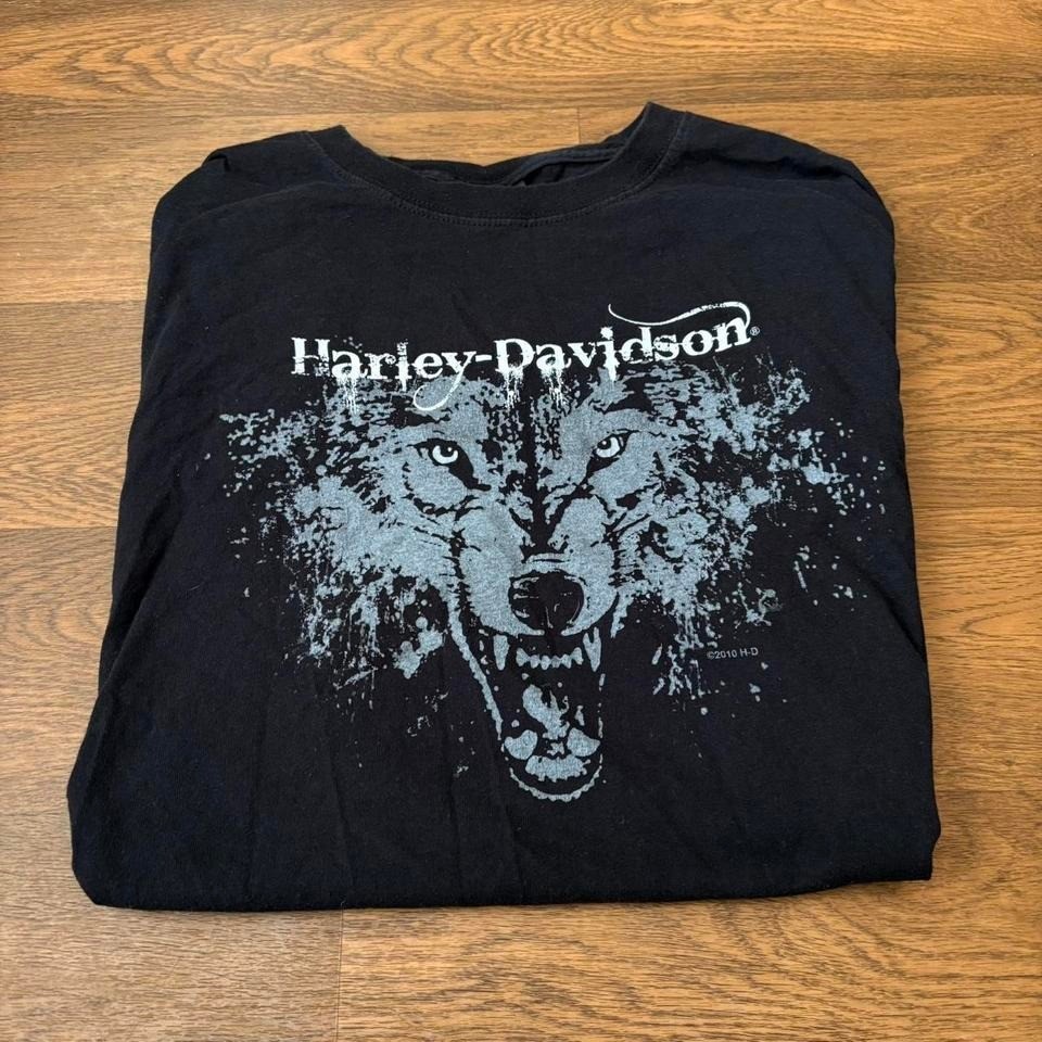 Vintage Y2K Authentic Harley Davidson Grunge Style Wolf Face Graphic T Shirt