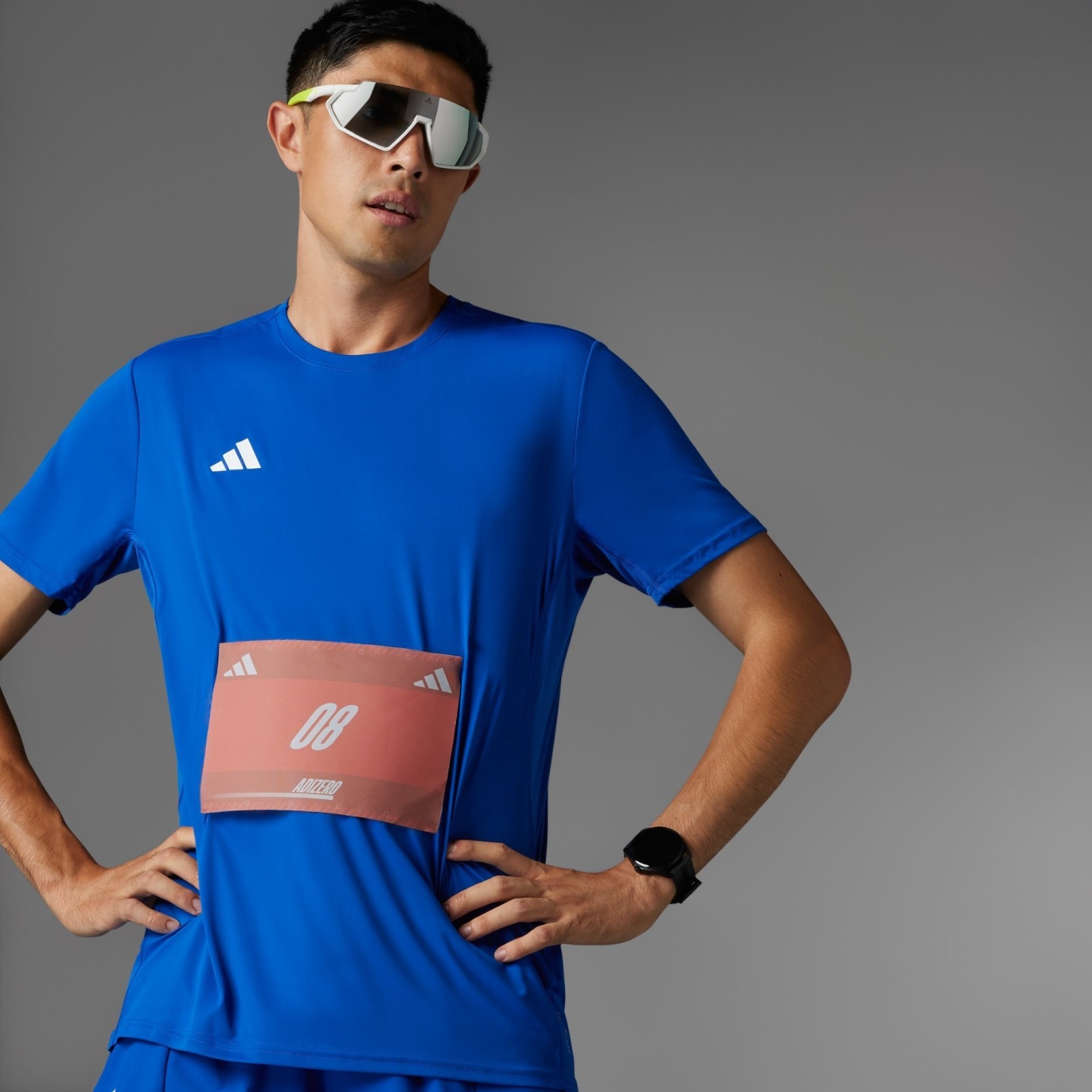 adidas Mens Adizero Essentials Running T-Shirt Sports Top Black Red White Blue