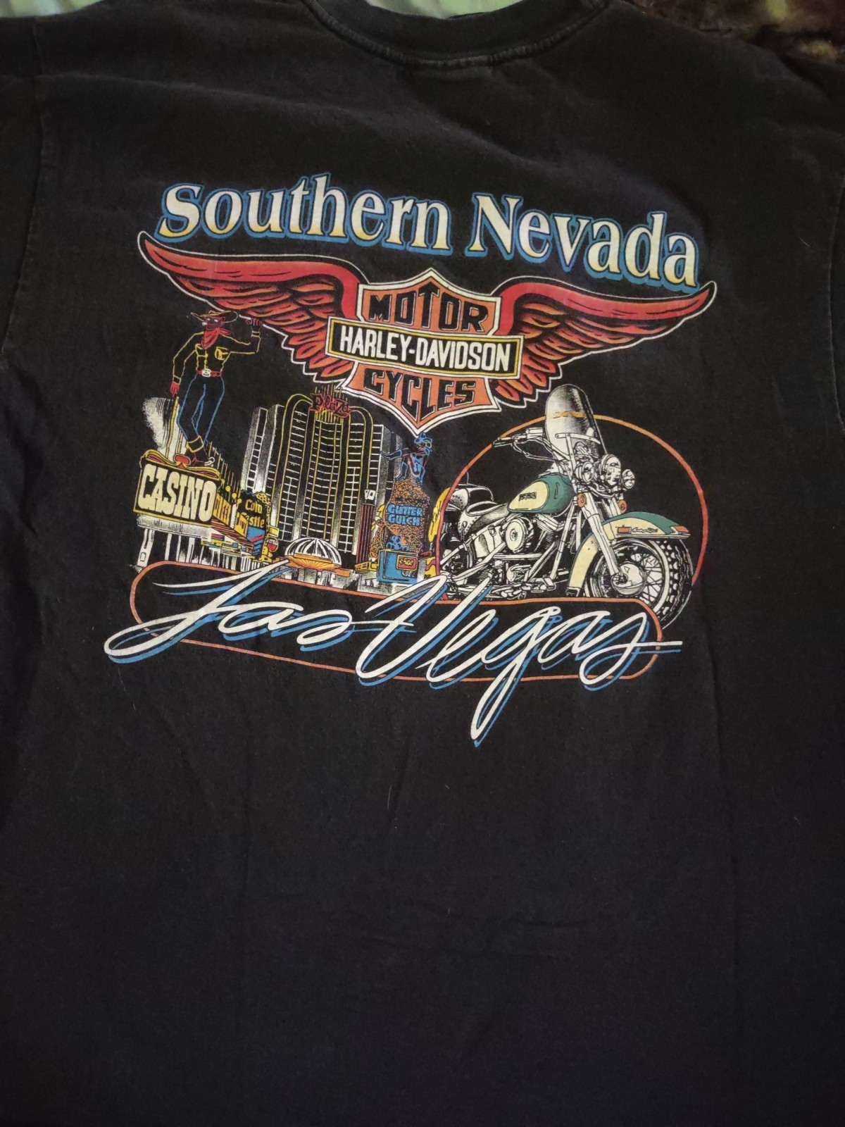 VTG Harley Davidson Las Vegas Motorcycle Hanes Beefy T Sz L USA Made