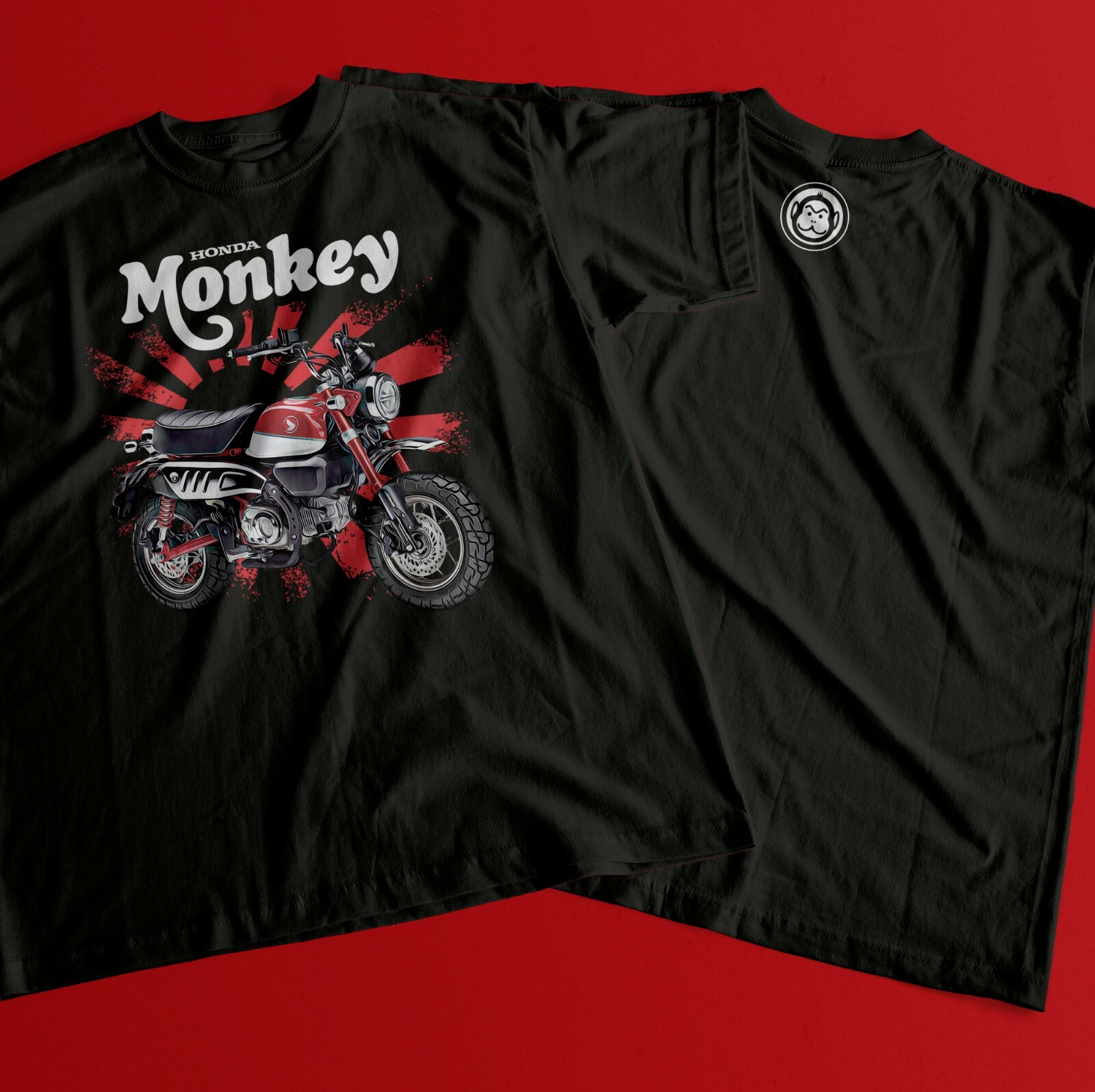 Monkey Bike (red) Rising Sun UNISEX Short Sleeve T-Shirt