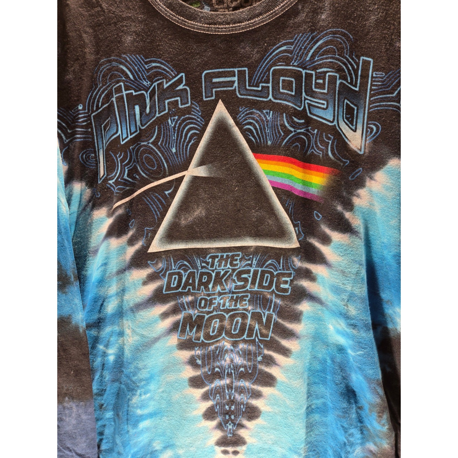 Liquid Blue Pink Floyd Dark Side of the Moon Tie Dye Long Sleeve Shirt XL