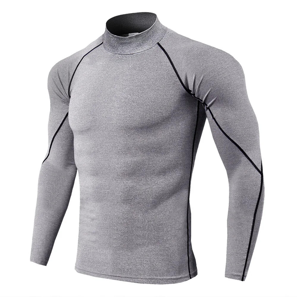 Men Sport T-shirt Quick Dry Bodybuilding Running Long Sleeve Compression Top Gym