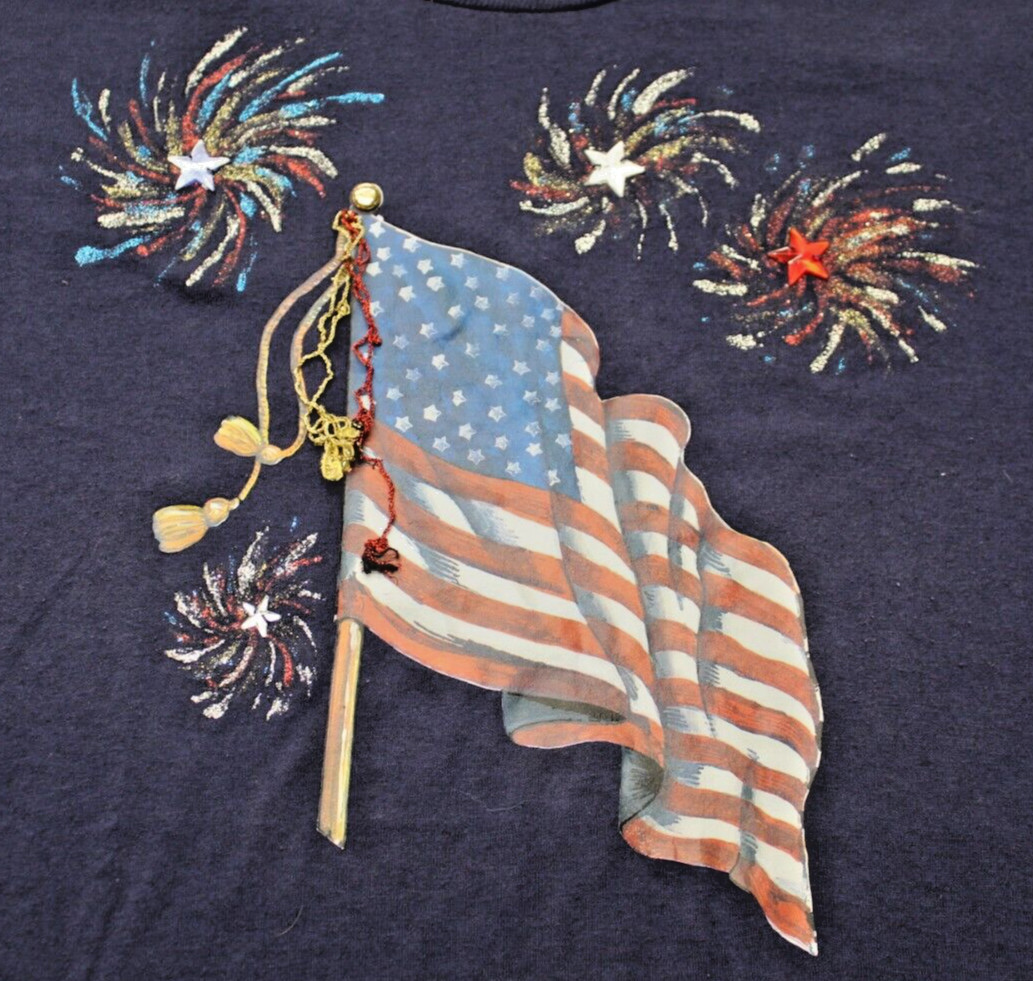 Vintage Jerzees Home Made Single Stitch Flag Fourth Of July T Shirt Men’s XL