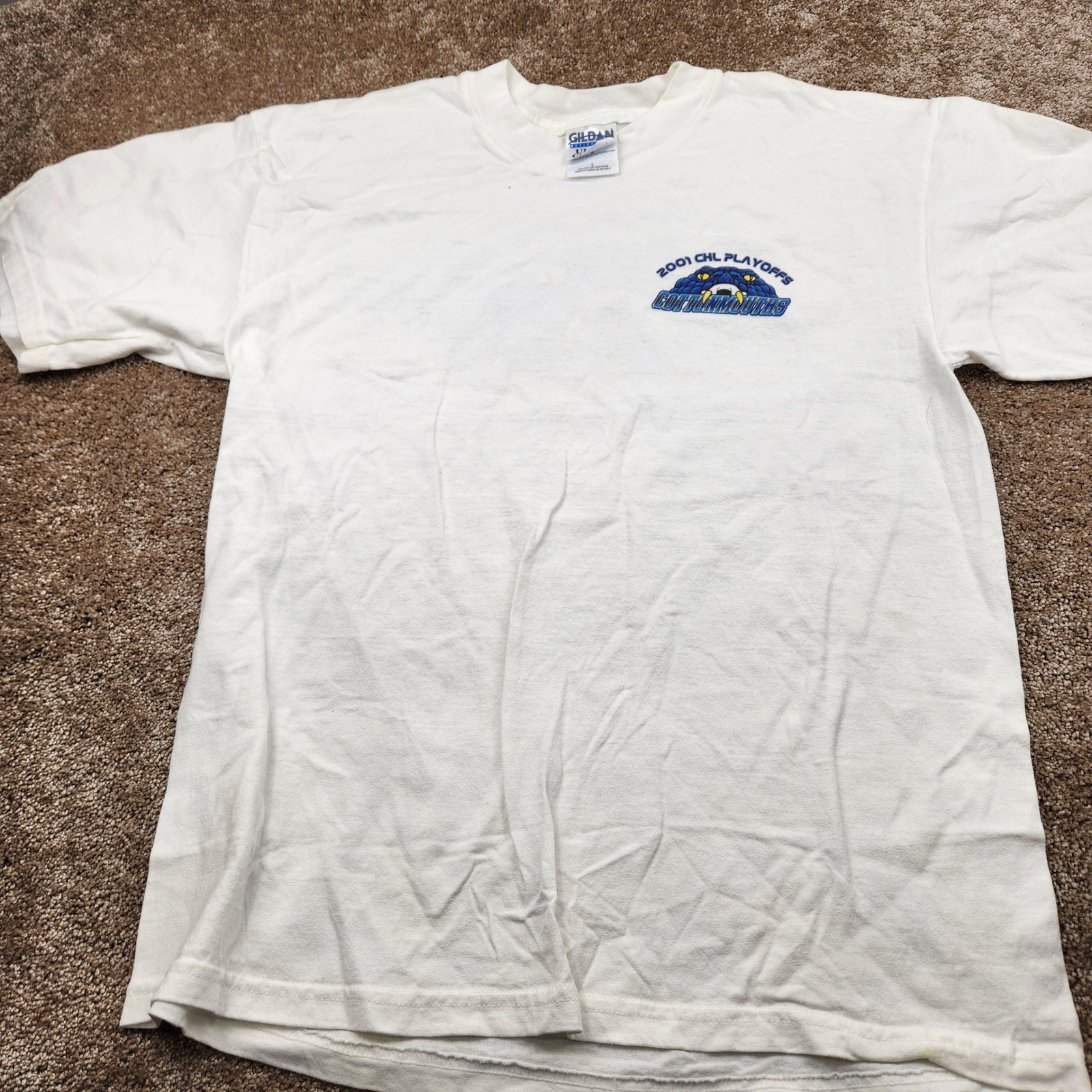 2001 CHL Playoffs Cottonmouths Signed T Shirt Gildan L Hockey Team White