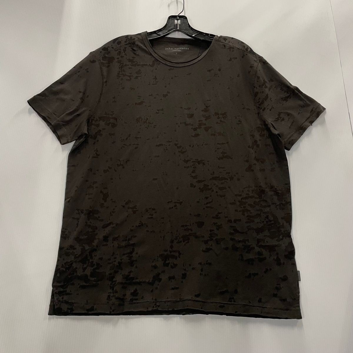 JOHN VARVATOS Eden Burnout Crew Shirt Men’s Size L Carbon Gray