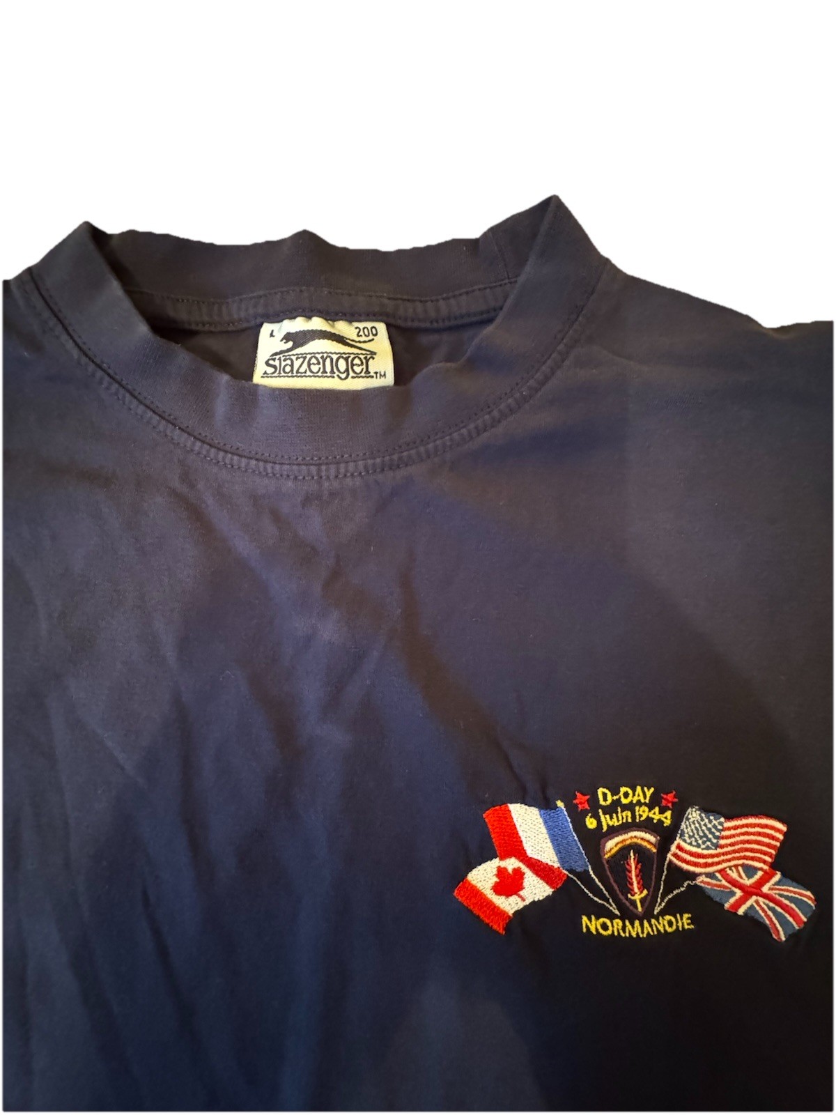 Slazenger WWII Normandy D Day Large T Shirt Mens June 6 1944 Normandie