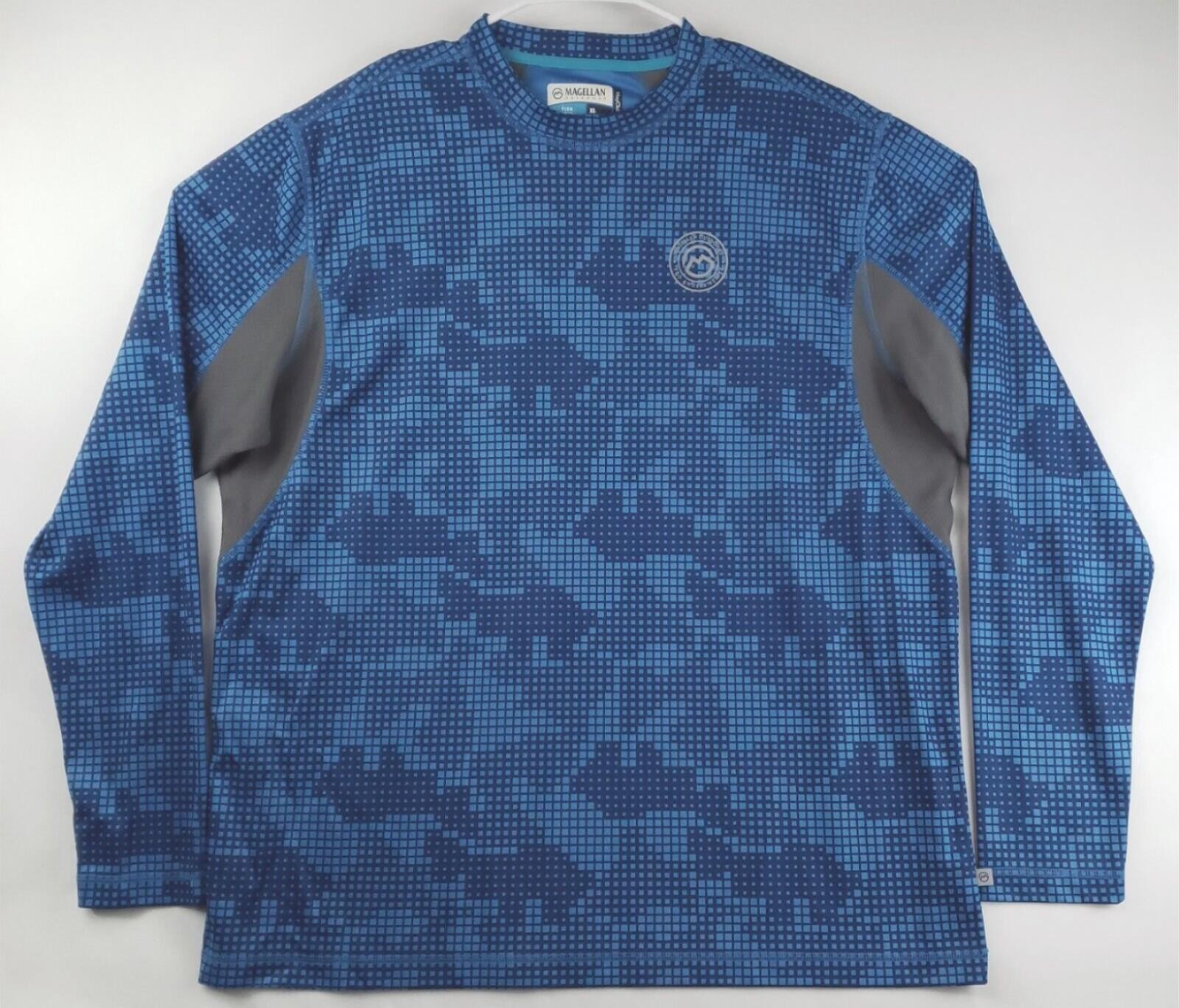 Magellan Shirt Mens XL Blue Fish Gear MangaChill Semi-Fitted Camouflage