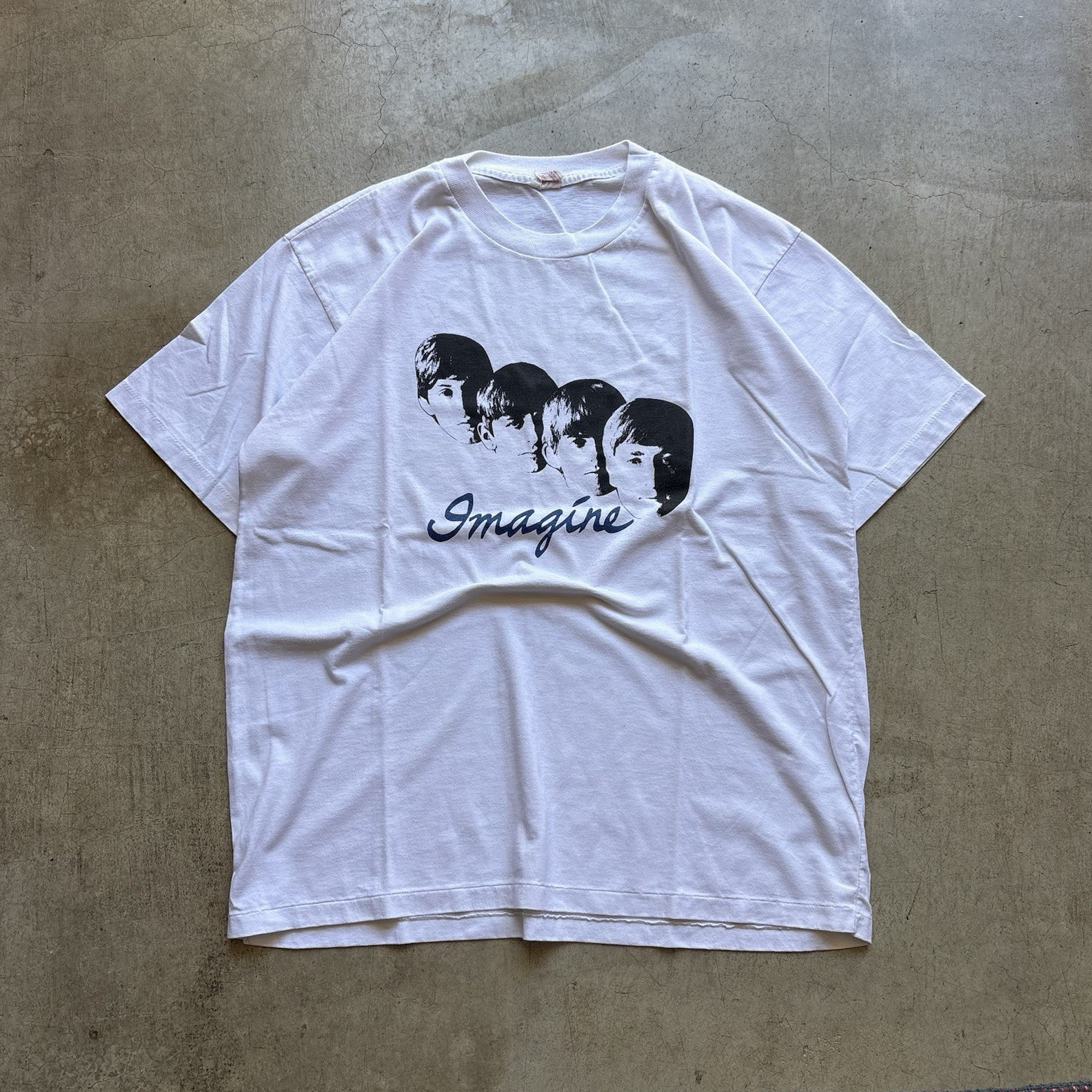 Fruit of the Loom The Beatles Imagine Graphic Tee White Cotton Knit Crew L