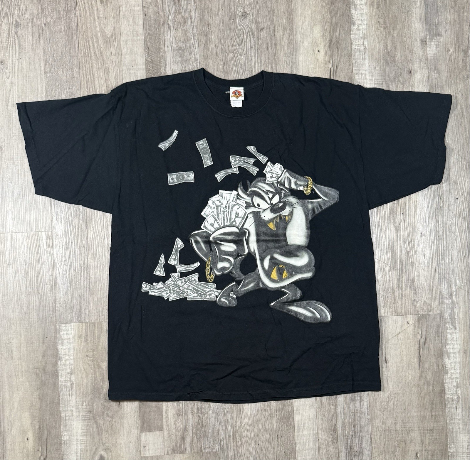 Mens XXL Gangster Tasmanian Devil Money Graphic 90s Streetwear OG Black