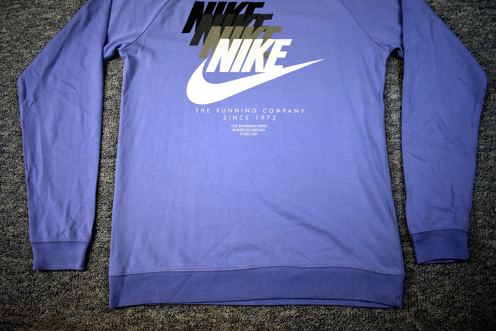 Nike Long Sleeve Tee Mens S Blue Spell Out Swoosh Crewneck Crew Neck
