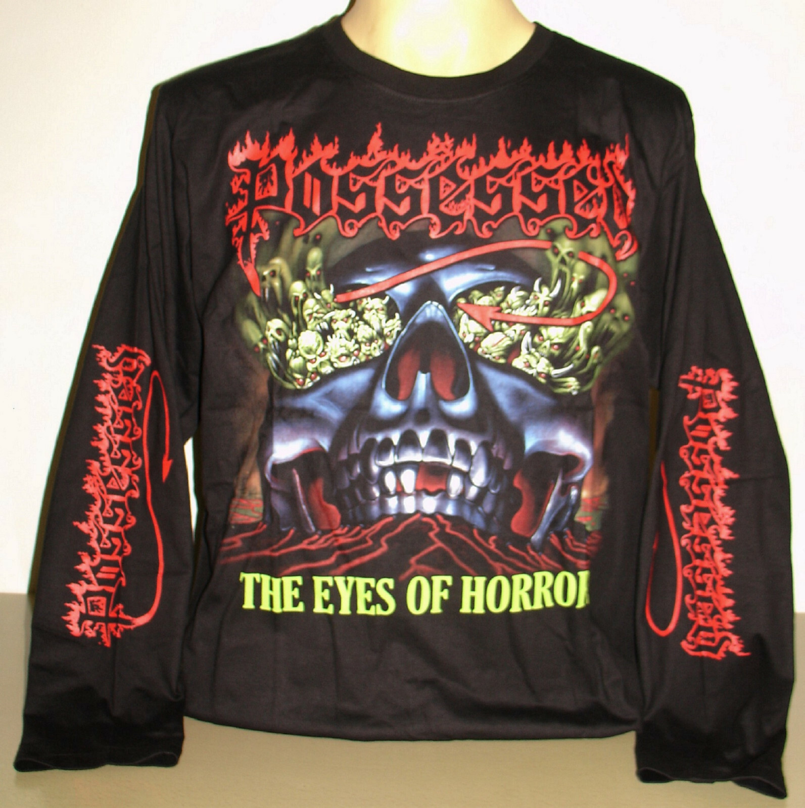 Possessed Eyes Of Horror Long Sleeve T-Shirt Size S M L XL 2XL 3XL Metal Band