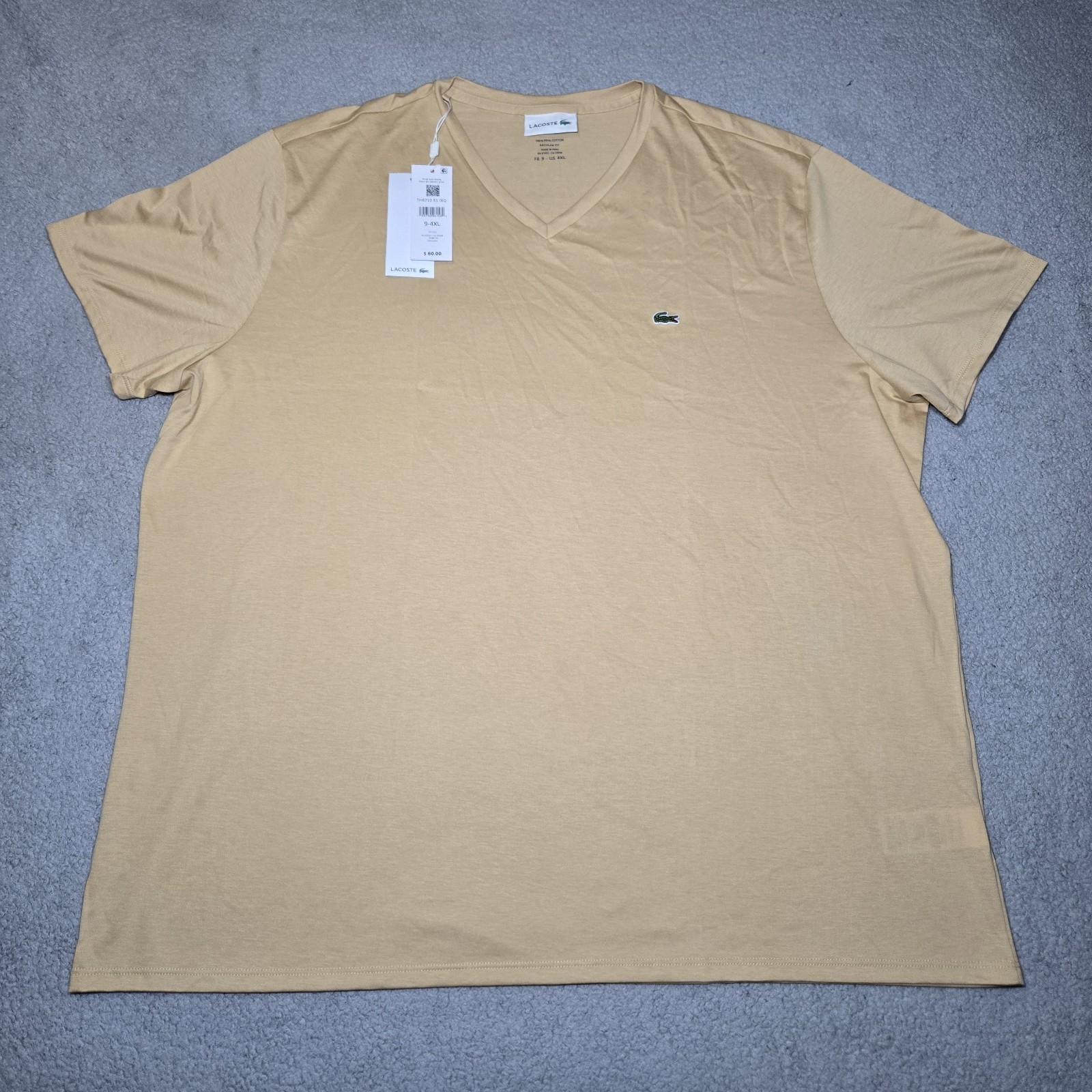 The Lacoste Men’s Lightweight Pima Cotton V-Neck T-Shirt FR 9-4XL Beige