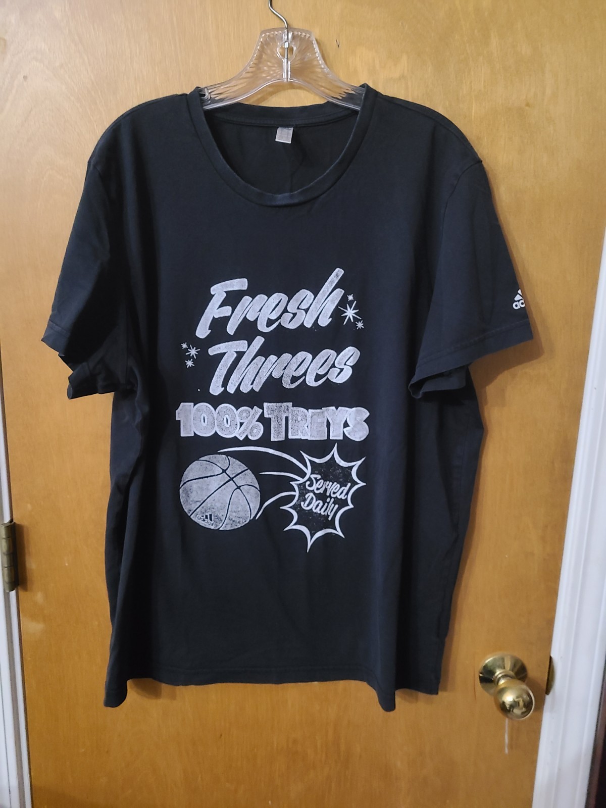 Adidas Climalite Basketball Fresh Threes Black Graphic Tee Shirt, Men’s XL