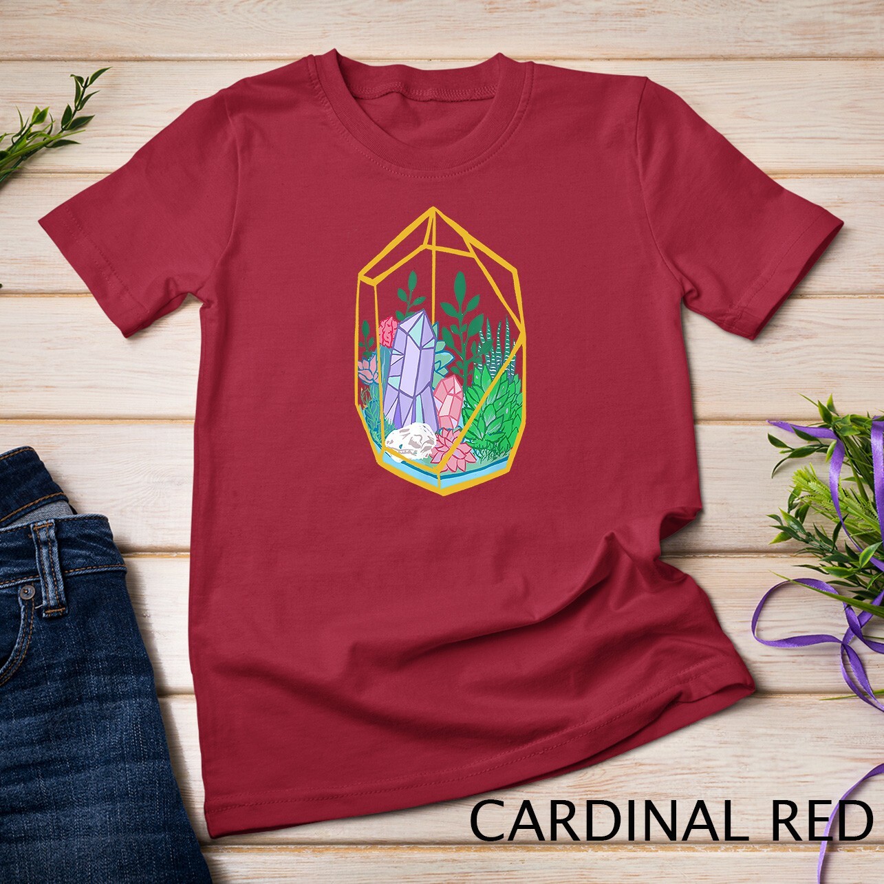 Pastel Goth Terrarium Crystals Succulents Garden Witch Tee Unisex T-shirt