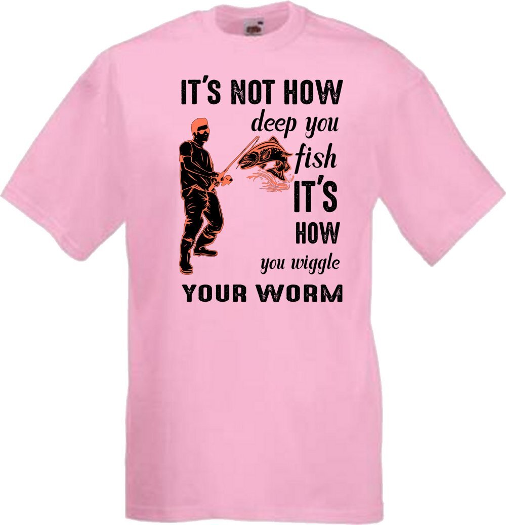 Fishing Wiggle Your Worm Humour Novelty T Shirt Various Colours And Sizes