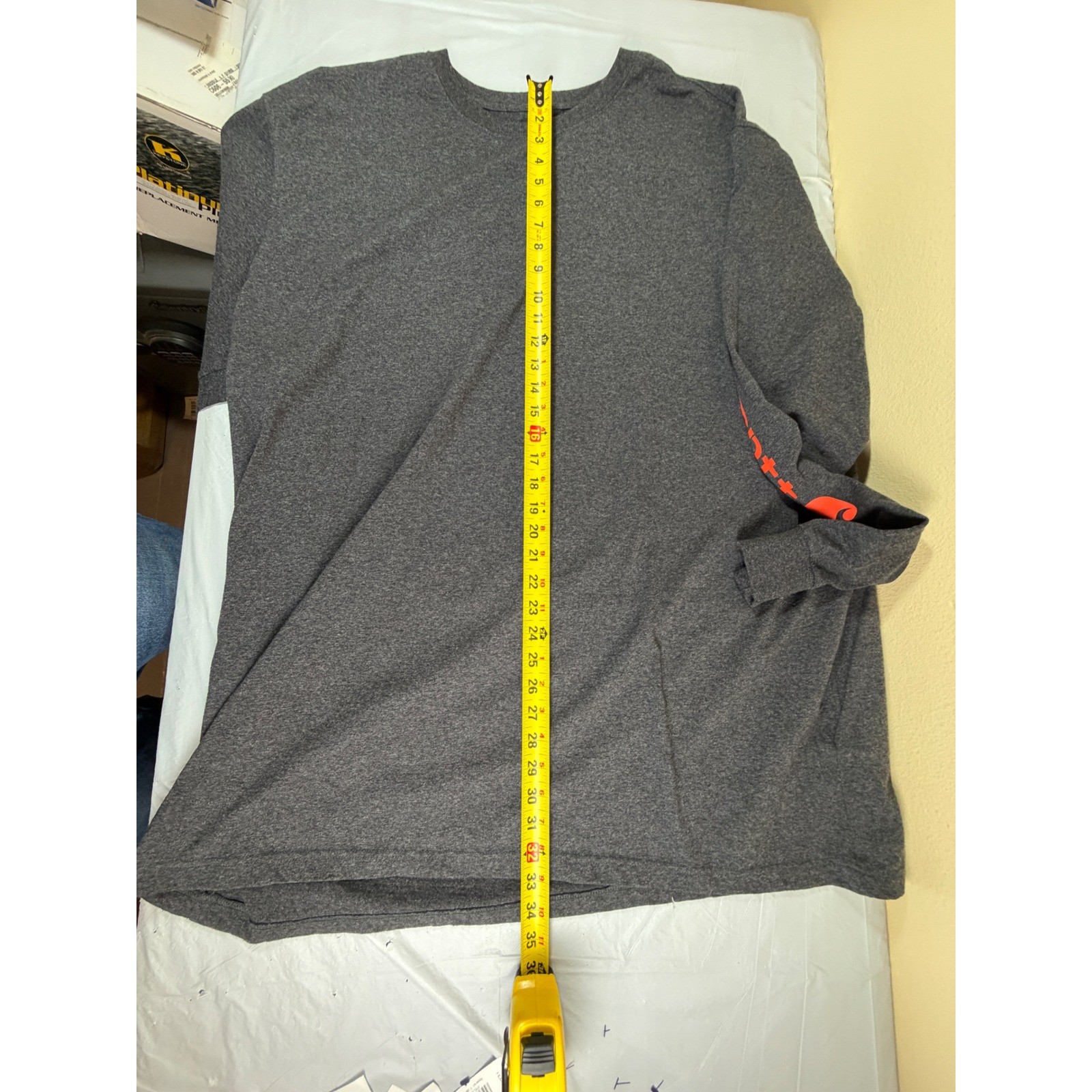 Carhartt Mens 3XL Tall Loose Fit Long Sleeve T-Shirt Gray Orange TK0231-M