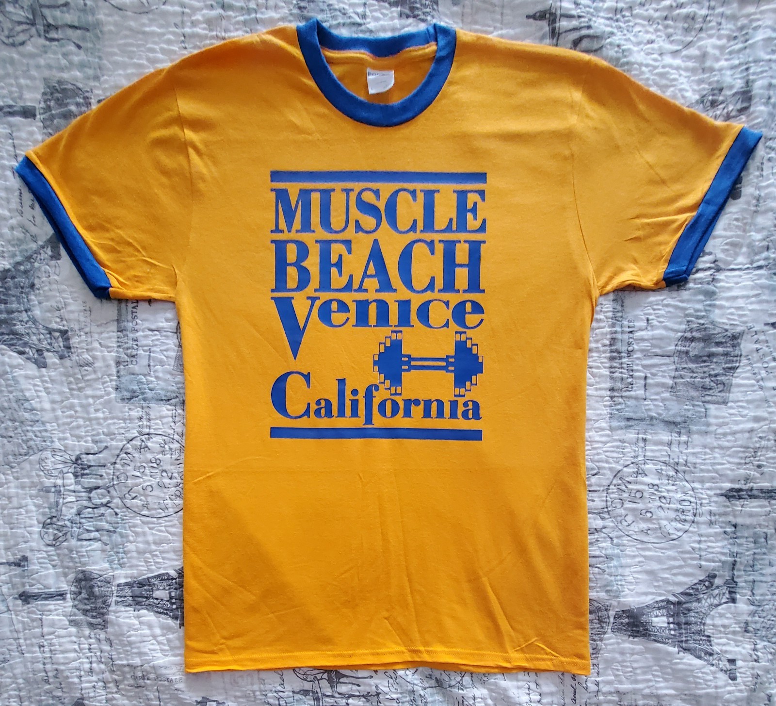 Muscle Beach Venice California Old School Bodybuilding Vintage Logo T-Shirt New
