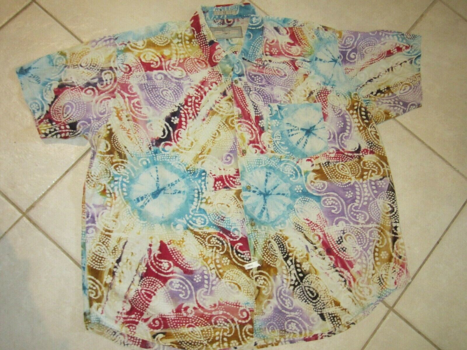 UNIQUE MENS 3XL CHEST 60 LENGTH 34 GEOMETRIC HIPPIE PRINT AMERICAN TERRAIN