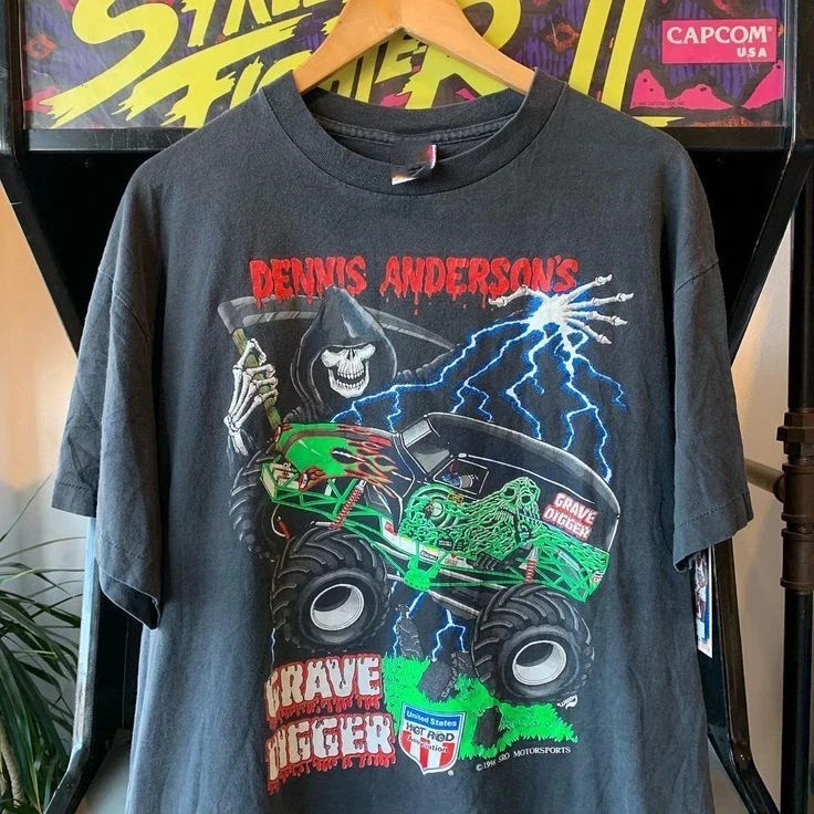 90s Grave Digger Monster Truck Tour Retro style Black T Shirt Size S-5XL MM150