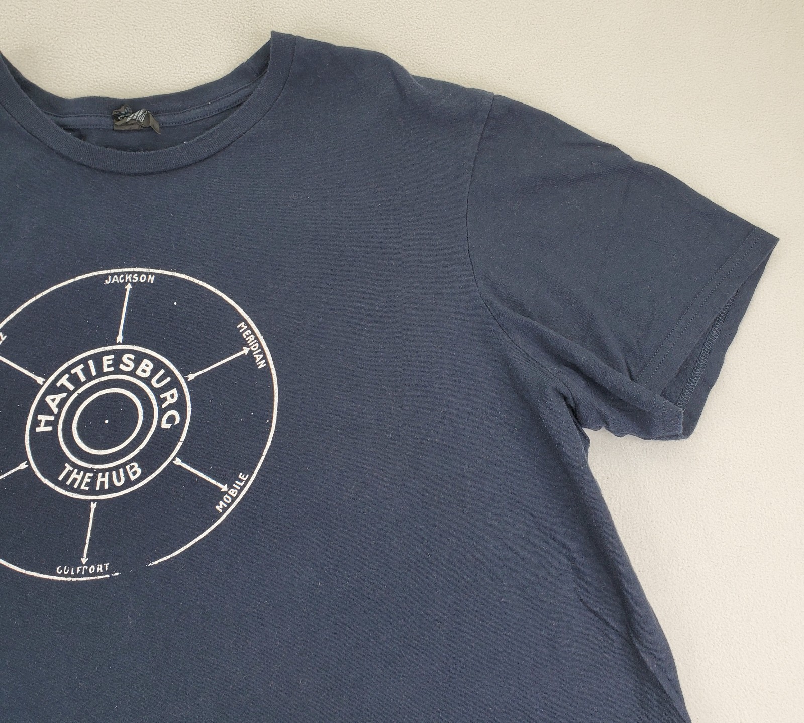Hattiesburg The Hub T Shirt Mens 2XL Navy Blue Mississippi Map Graphic District