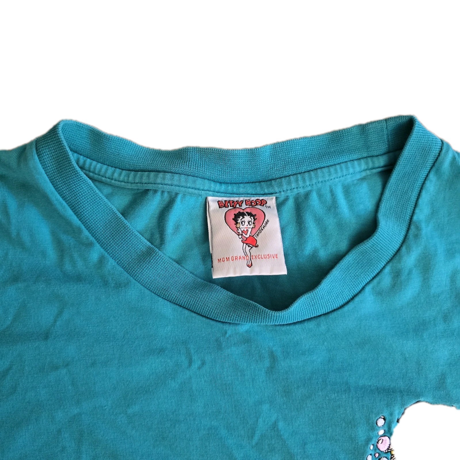 Vintage Betty Boop Shirt Medium Embroidered 90s MGM Grand Exclusive Pudgy