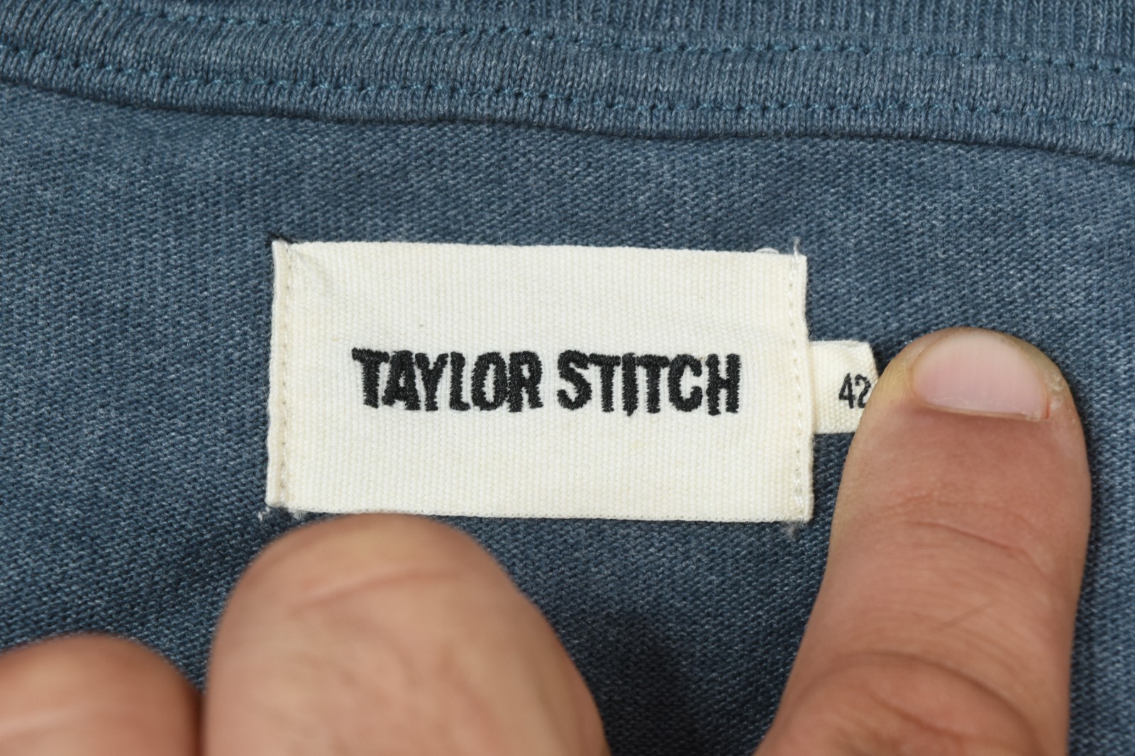 Taylor Stitch Essential Pocket Tee Mens 42 Blue Cotton Blend Short Sleeve Crew