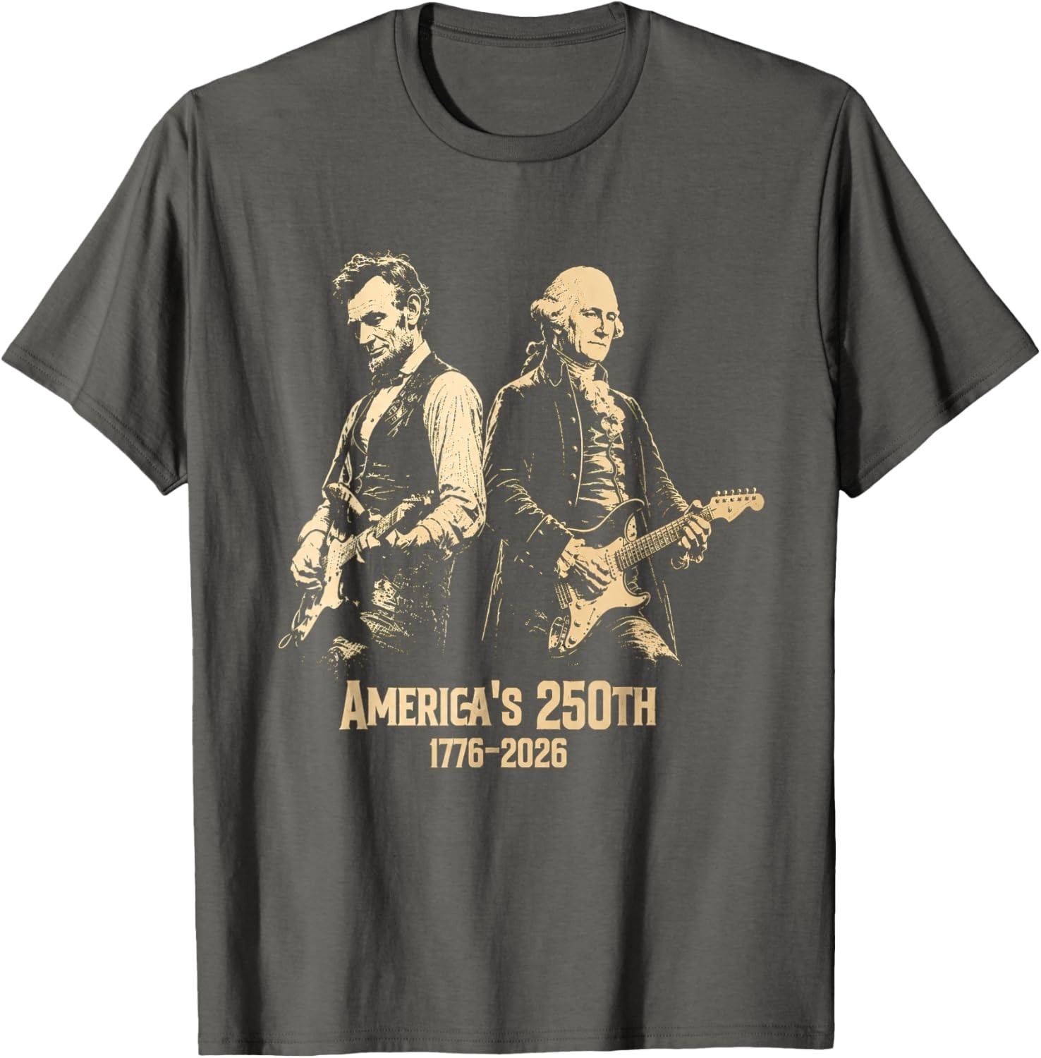 George Washington Lincoln Playing Guitar Abe Lincoln 250th T-Shirt