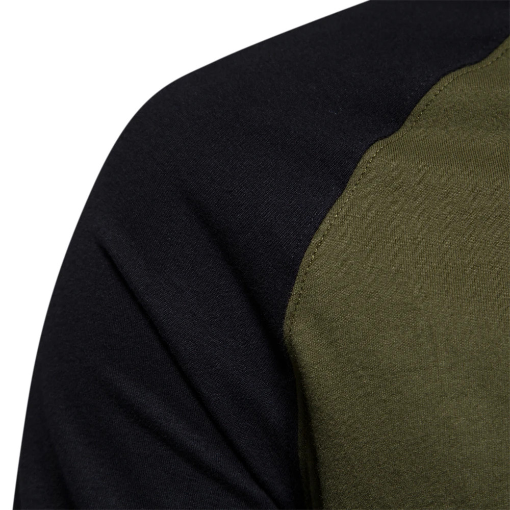 Men’s T-shirts 100% Cotton Long Sleeve O-neck Pactwork Casual T Shirt