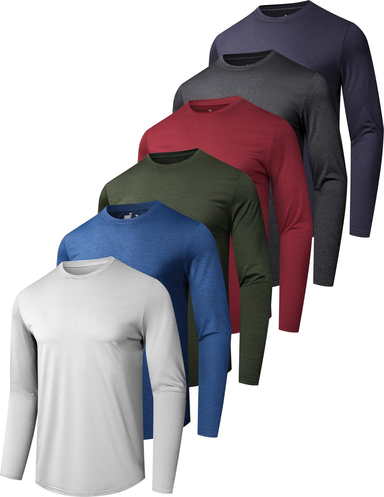 6 Pack Men’s Quick Dry Long Sleeve Shirts UPF 50+ UV Sun Protection SPF Moist…