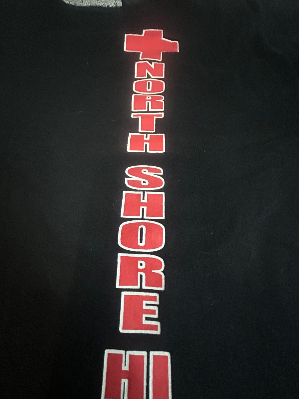 T Shirt Mens Large Black Cotton North Shore Hi Spellout Graphic Logo Streetwear
