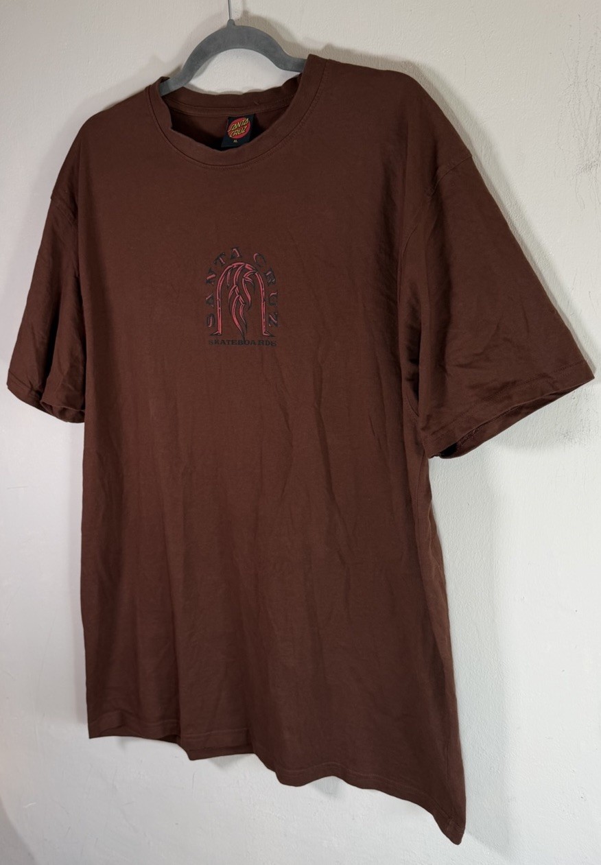 Santa Cruz Dressen Tribal Arch Front T Shirt UK XL Skateboards Coffee Brown Tee