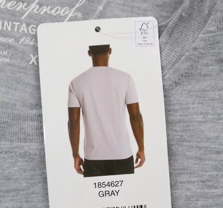 Weatherproof Vintage Men’s Graphic Crew Neck Short Sleeve Tee, Gray, Size M