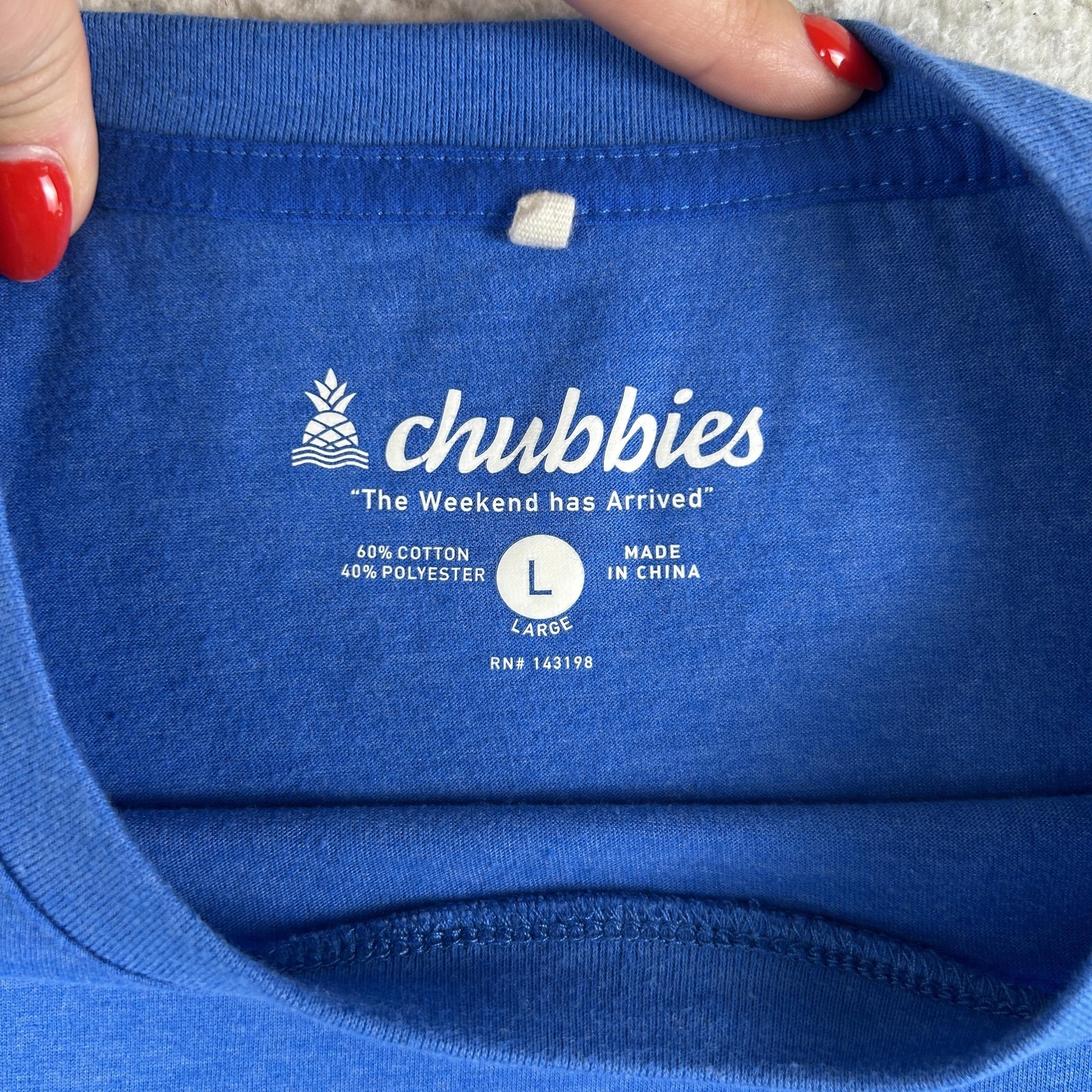 Chubbies Shirt Mens Large Blue The Weekend Has Arrived Palm Tree Graphic Tee
