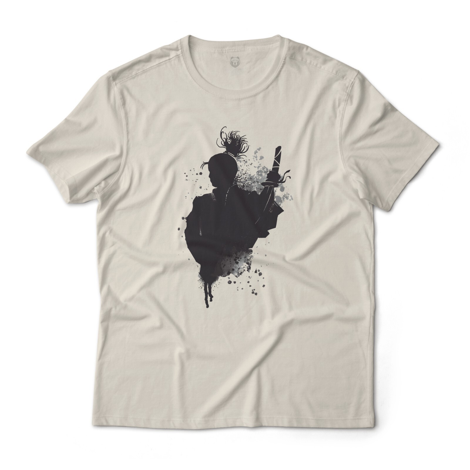 Ink Wash Samurai Art Aesthetic Graphic T-Shirt Lightweight Cotton Tee