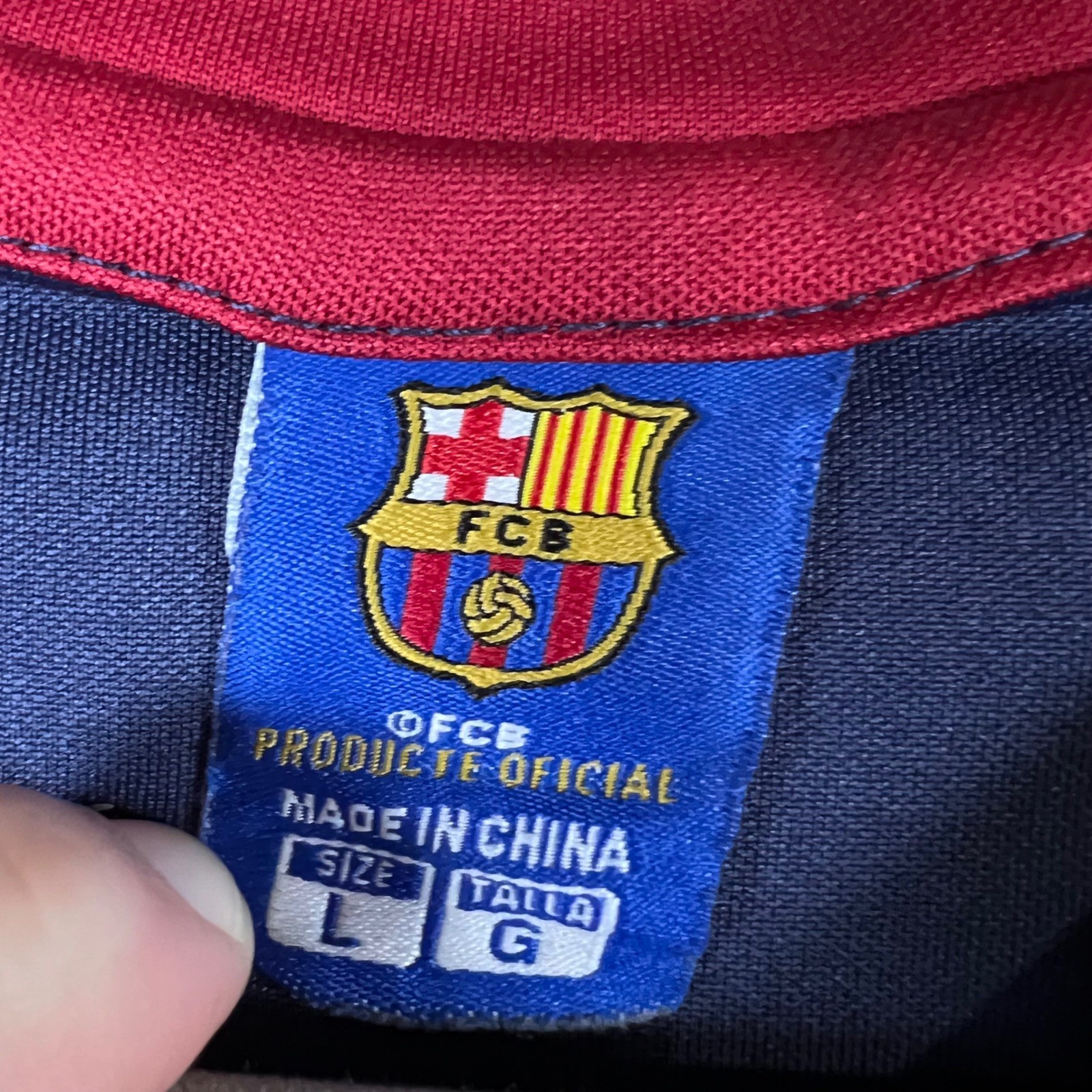 FC Barcelona Official Product Soccer Jersey Navy Blue Red V-Neck Mens Large