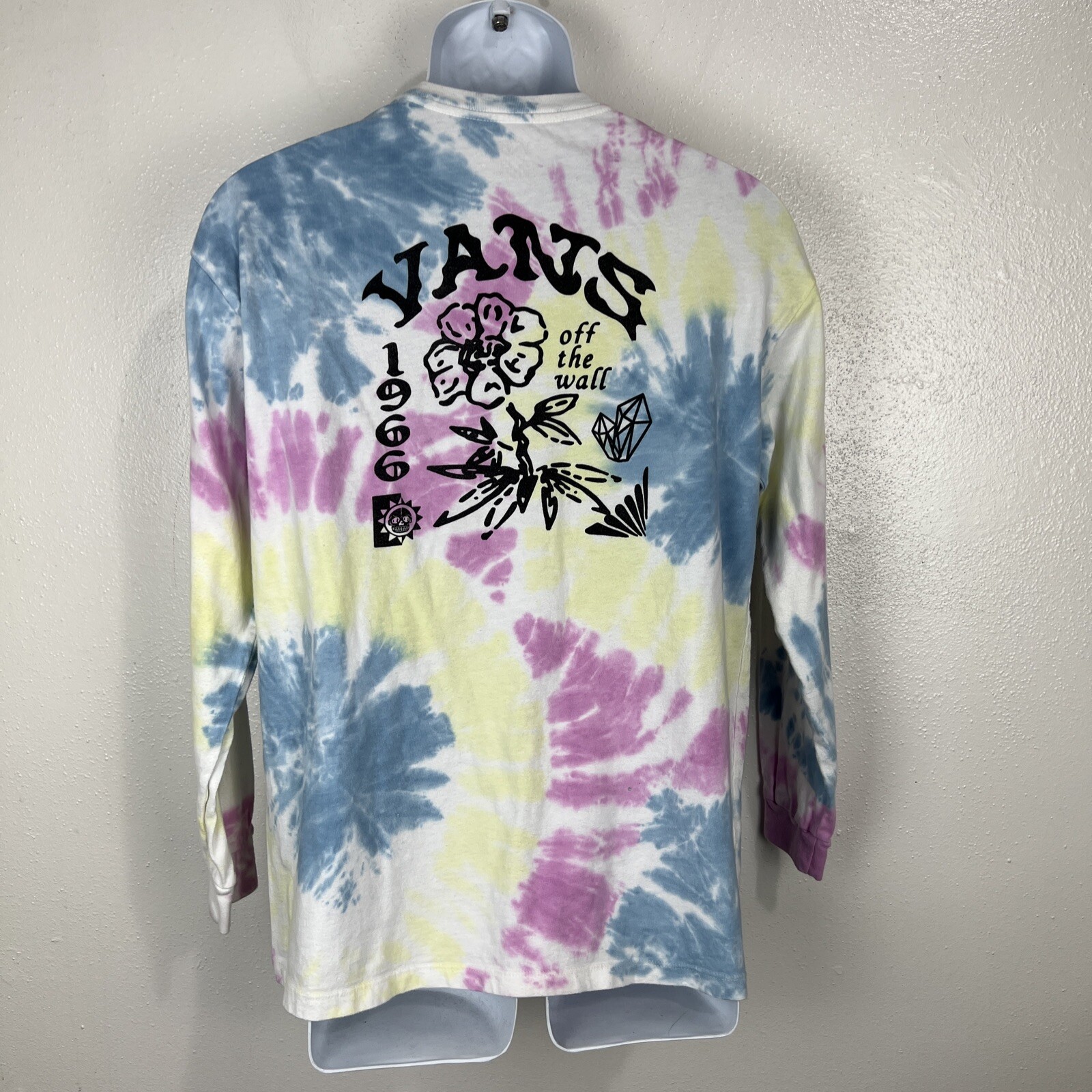 Vans Long Sleeve Shirt Men Small Pastel TieDye Graphic Off The Wall Pullover Tee