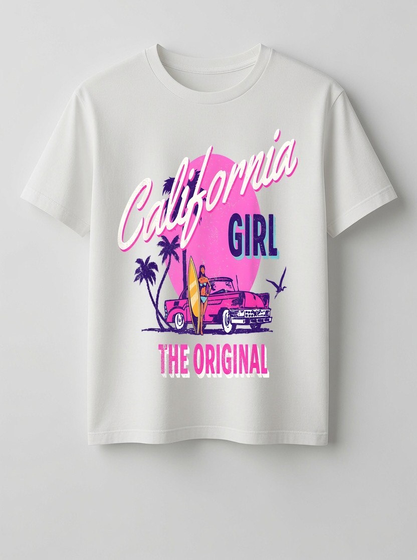 Women The Original California Girl Cute Pink Girly Graphic T-Shirt