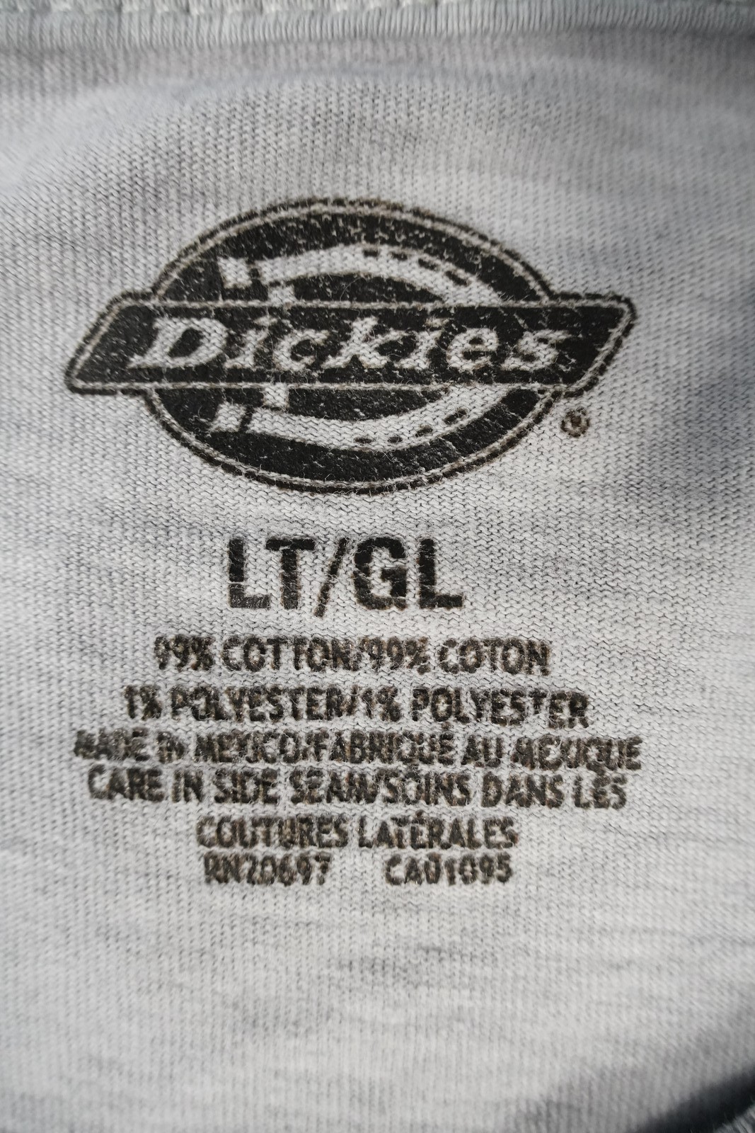 Dickies Mens Large Grey T-Shirt Short Sleeve Crewneck Casual Gym Wear Running