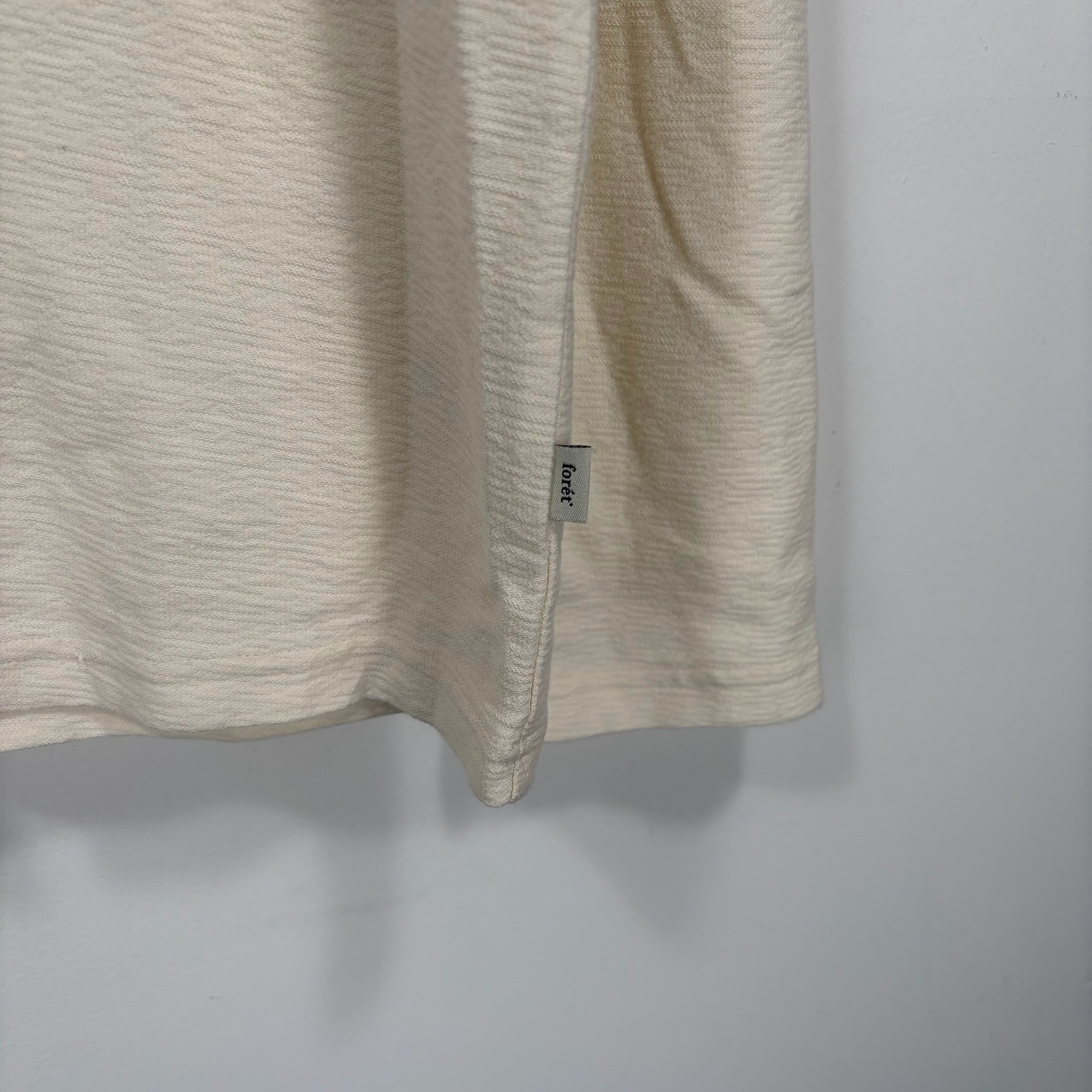 Foret Blaze Long Sleeve Shirt Men Medium Cloud White Blue Stripe Textured Tee