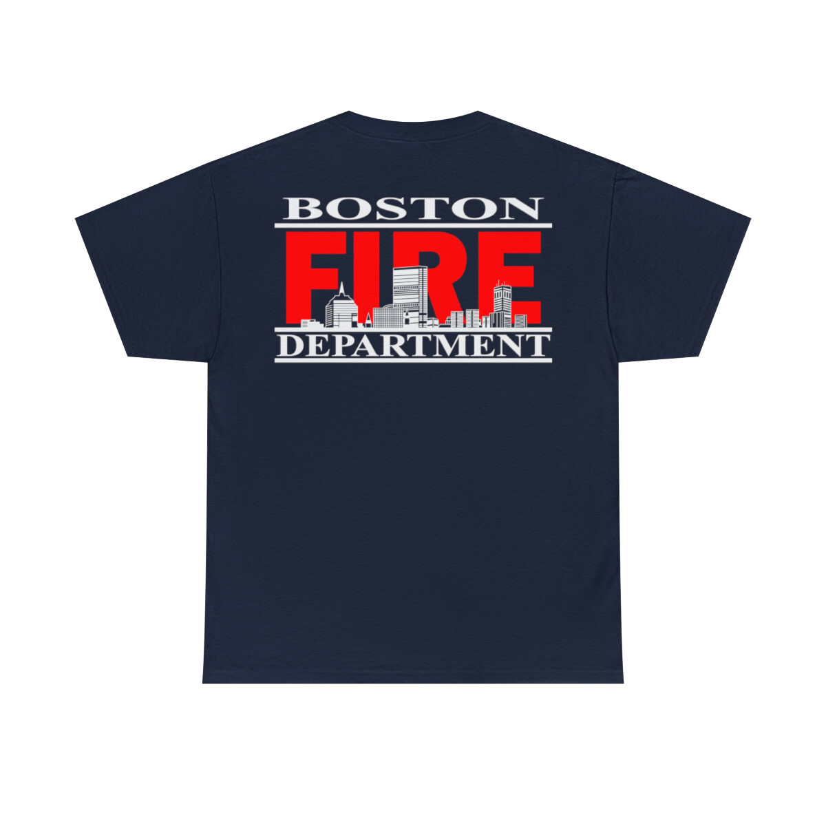 Boston Fire Department Skyline Cityscape Heavy Cotton Tee Shirt tshirt