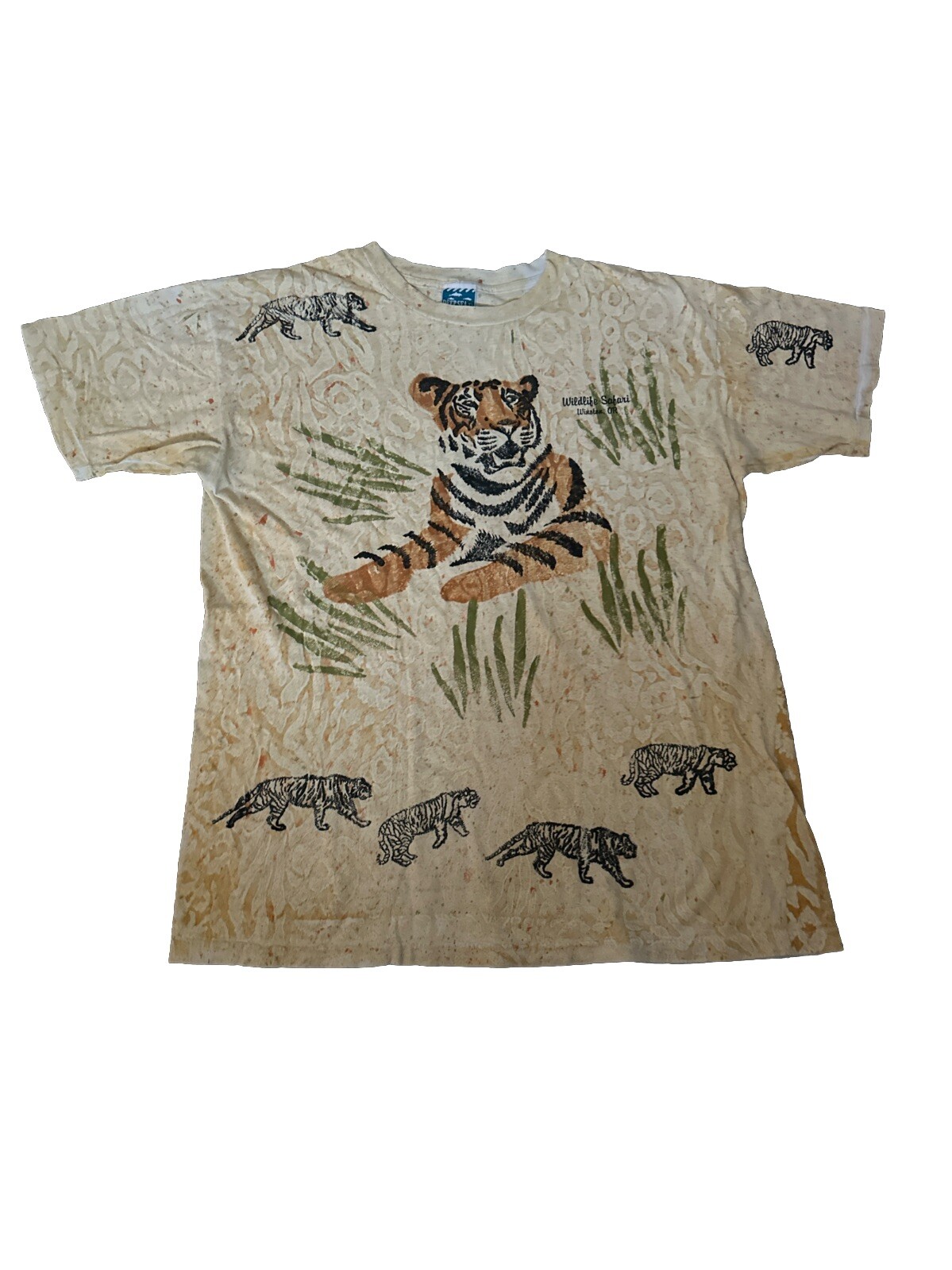 Te Ana Embellished Tiger Themed Shirt Tiger Print Shirt 90s Tee Y2K X-Large