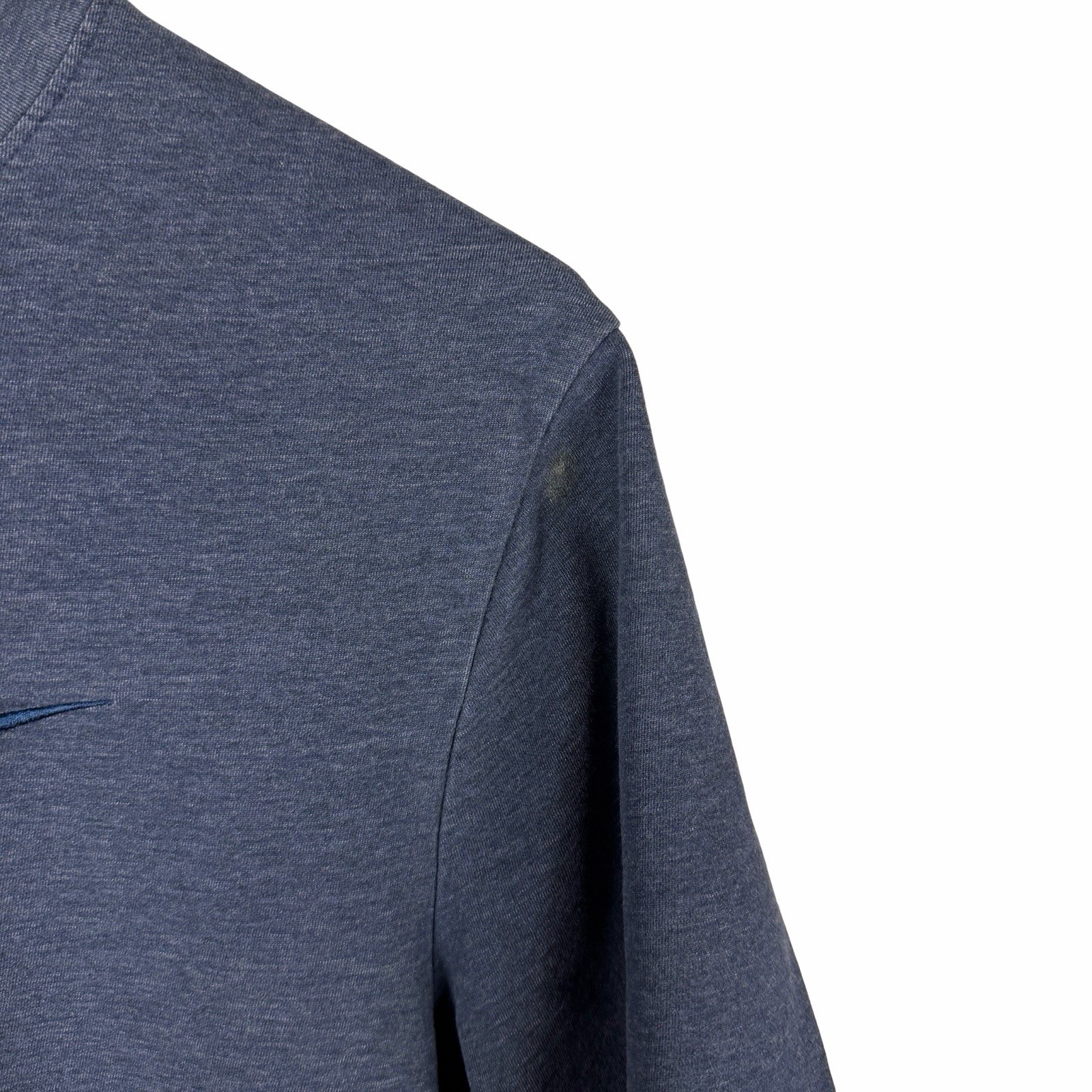 Mens Y2K Nike Embroidered Micro Swoosh Essential Stretch Blue Shirt Size L