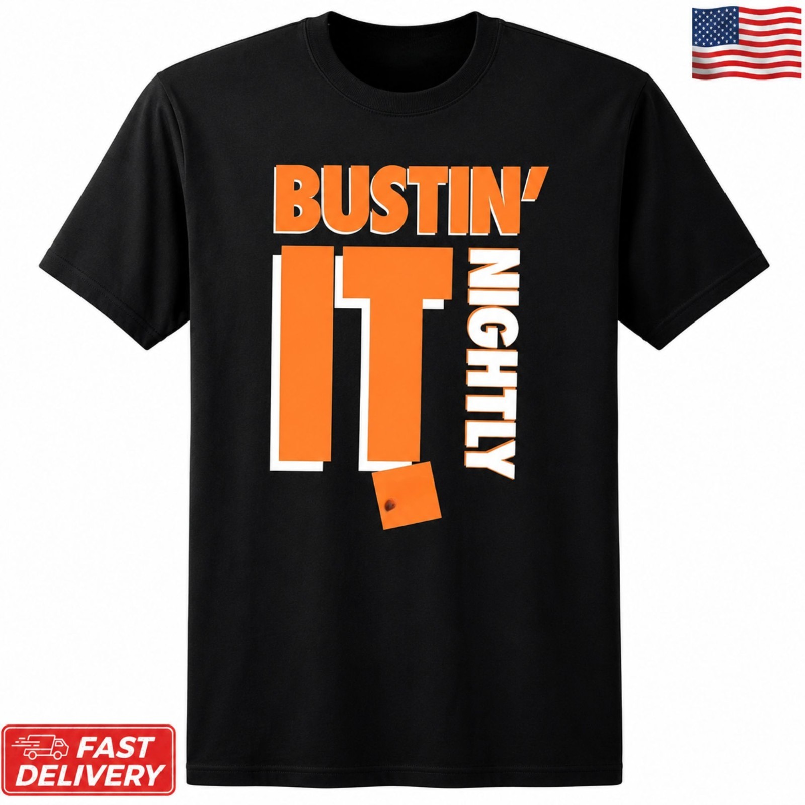 Bustin’ It Nightly T-Shirt Funny Cornhole Player Graphic Tee Black S-5XL