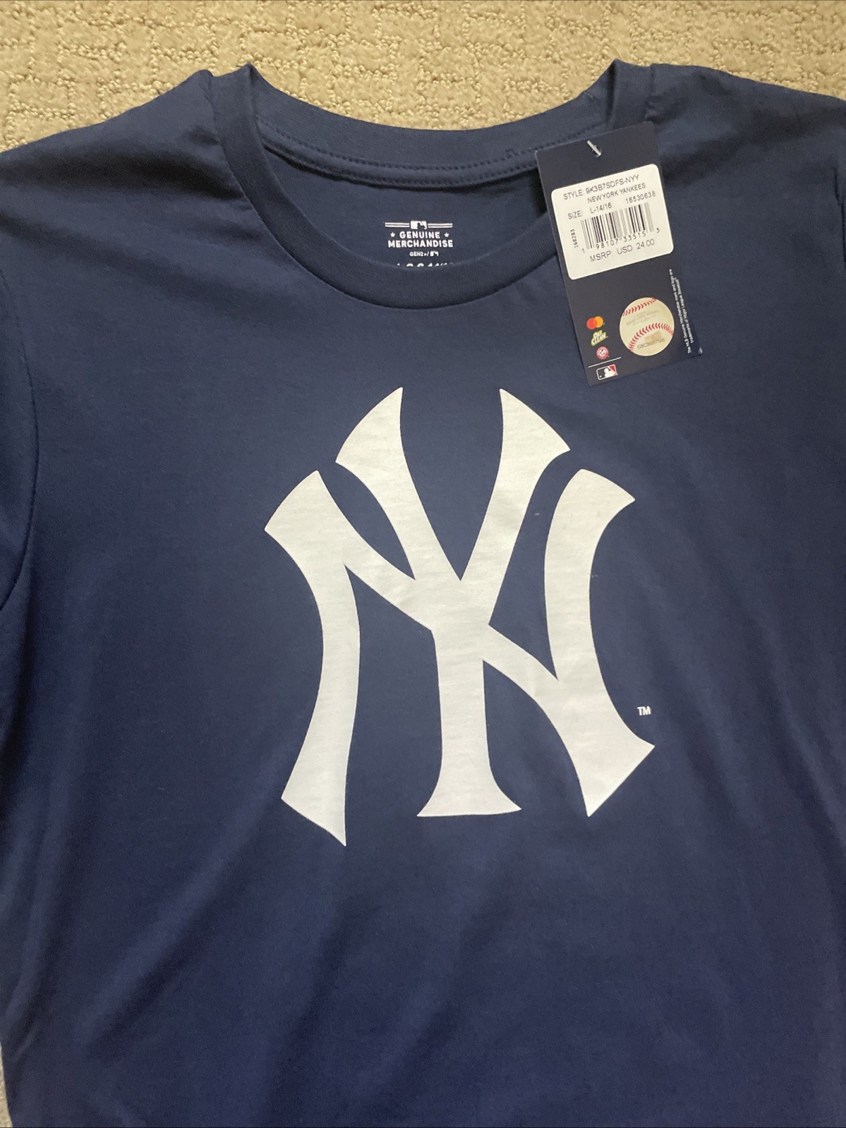 New York Yankees Shirt Baseball Boys NWT Genuine Merchandise L XL Large 14-16